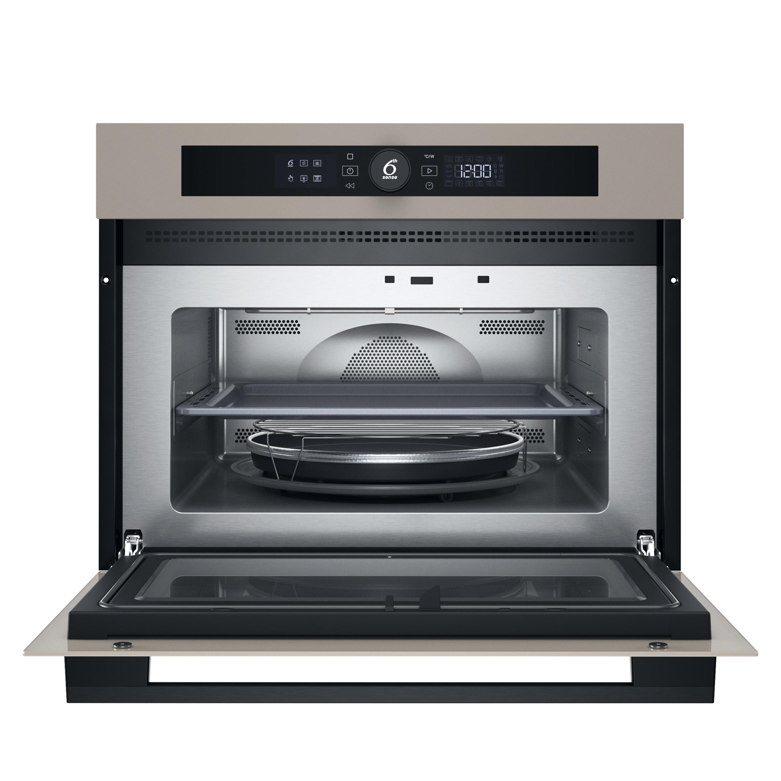 Whirlpool Four à micro-ondes Encastrable WMW57DHME Urban beige Électronique 40 Micro-ondes combiné 900 Frontal open