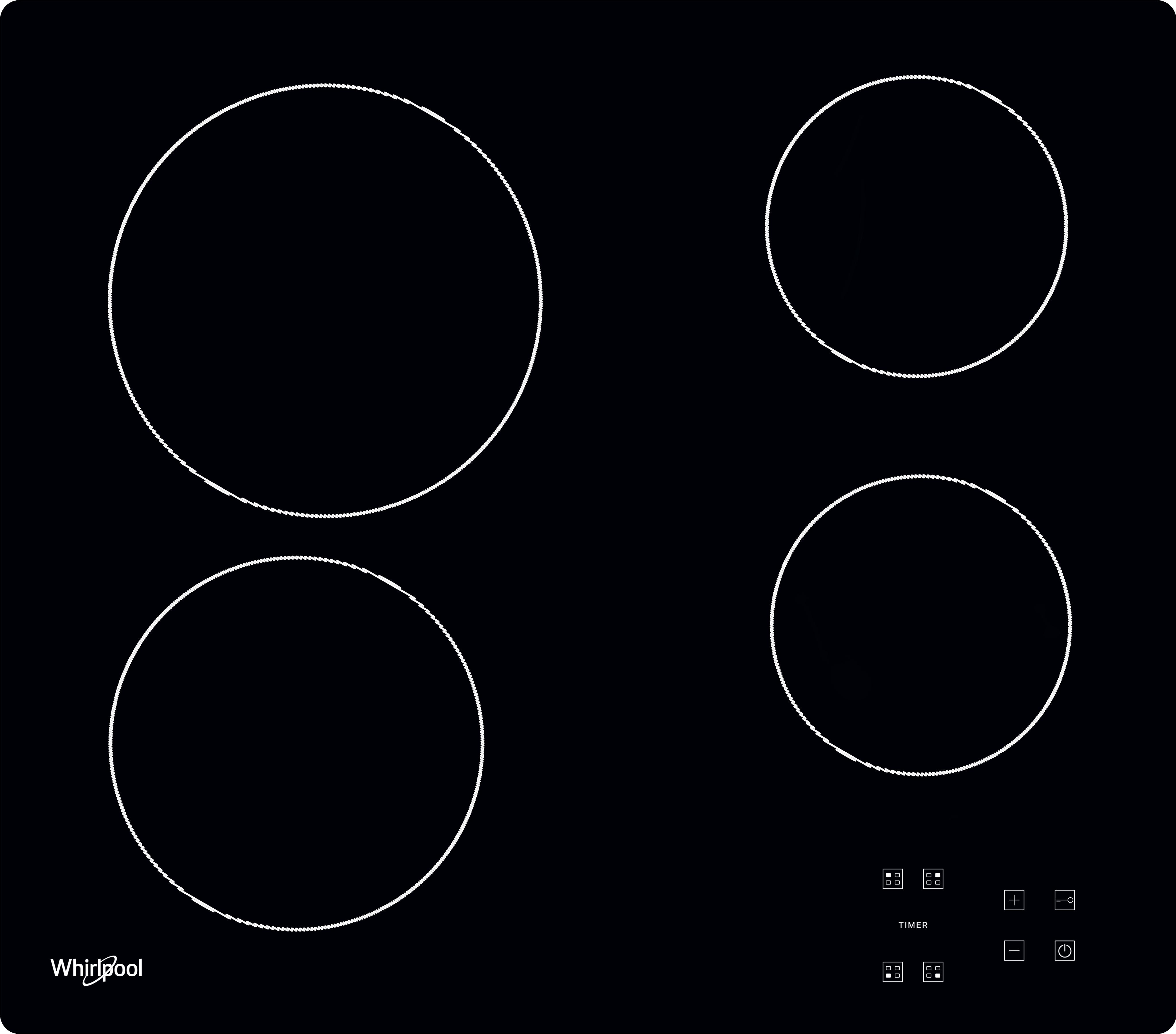 Whirlpool Hob AKT 8090/NE Black Radiant vitroceramic Frontal