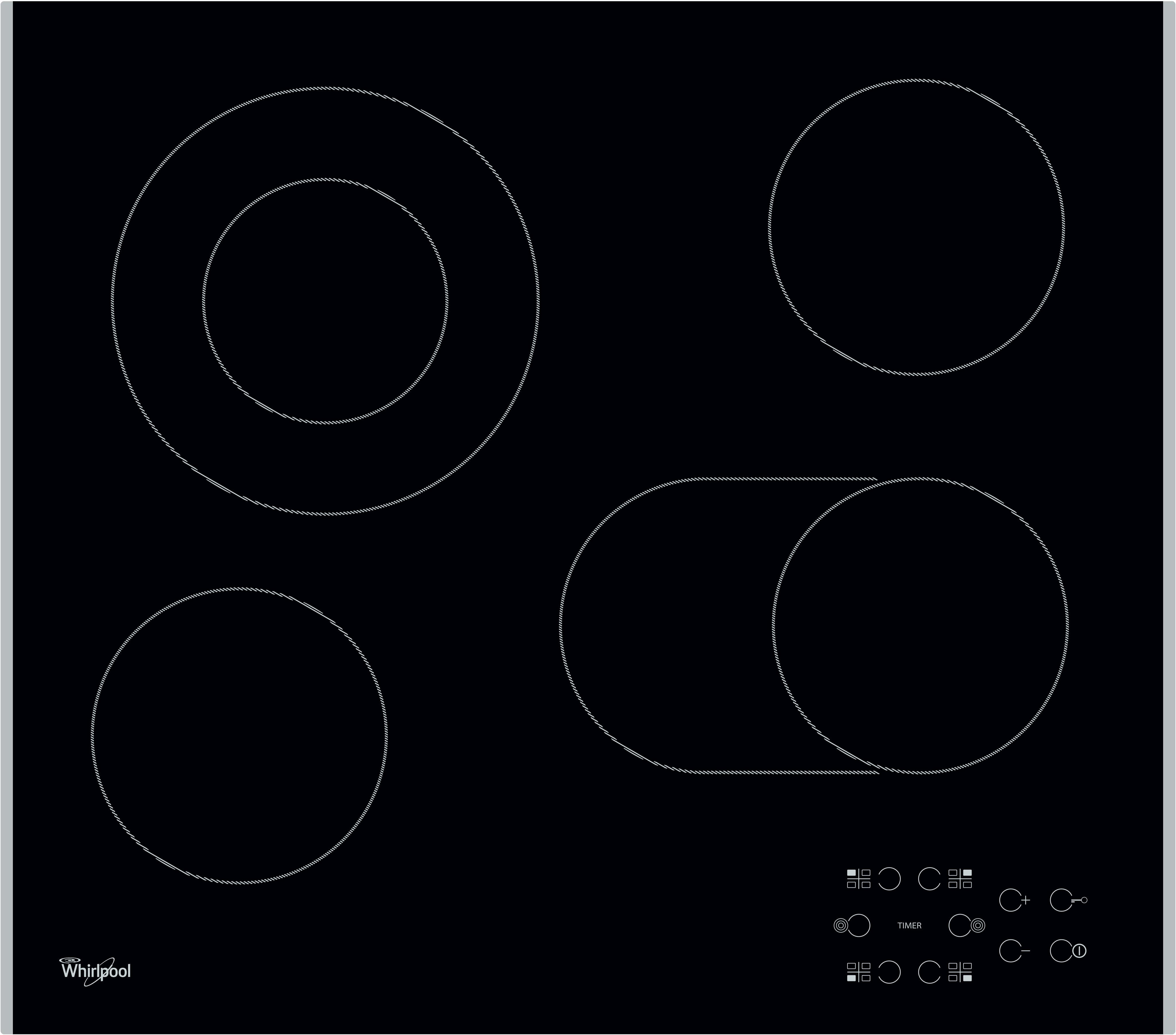 Whirlpool Pliidiplaat AKT 8210 LX Must Radiant vitroceramic Frontal