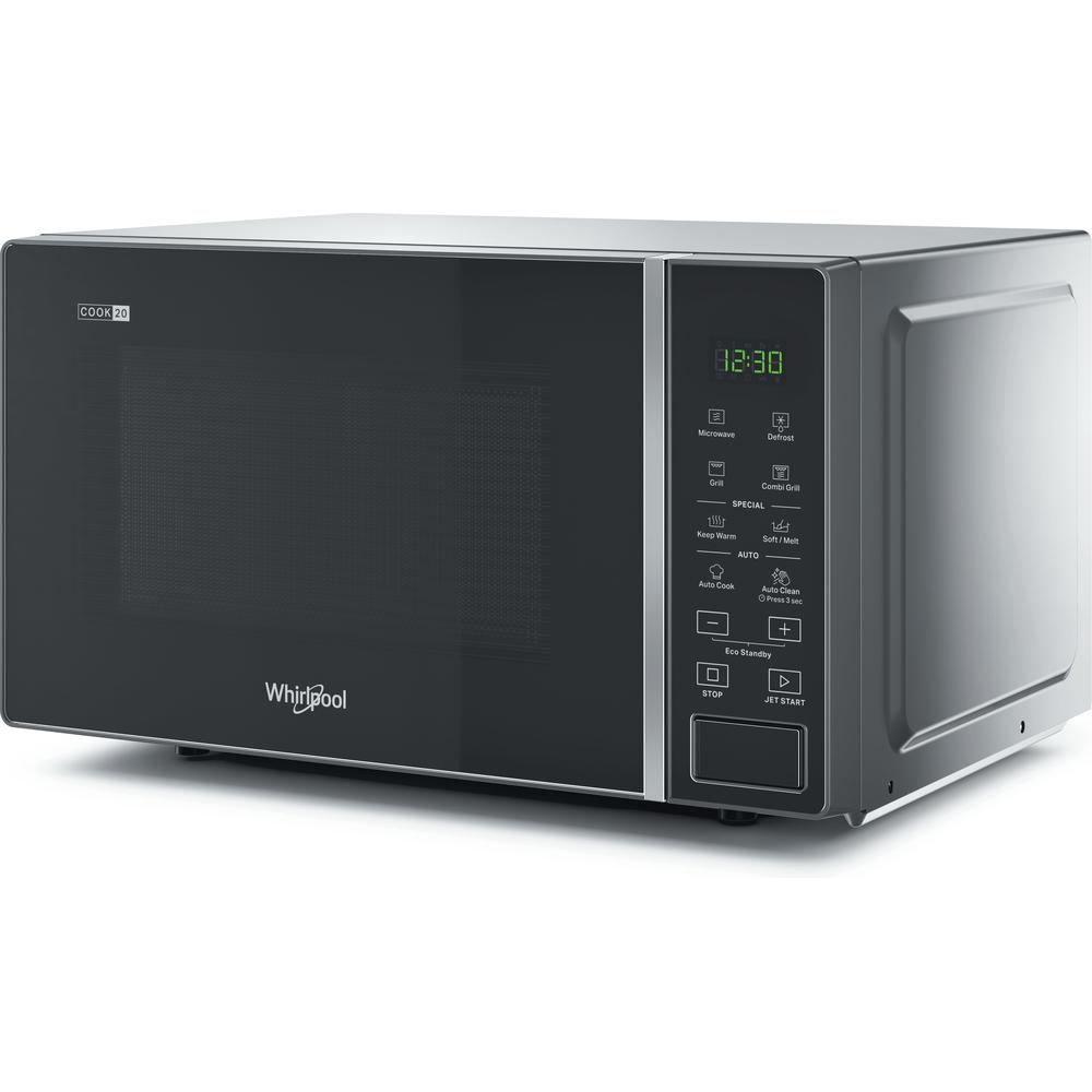 Whirlpool Mikroviļņu krāsns Brīvi stāvošs MWP 203 SB Silver Black Elektronisks 20 Mikroviļņi + Grila funkcija 700 Perspective