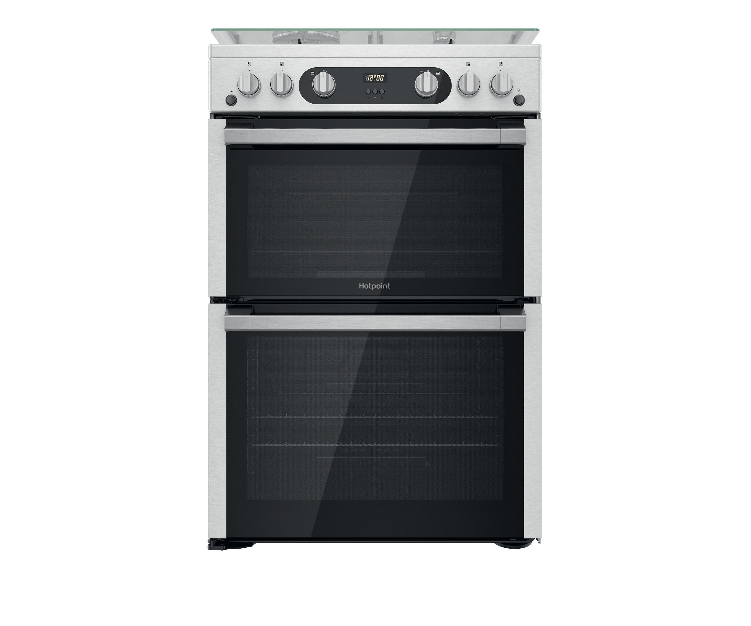 Hotpoint Gas Double Cooker - Stainless Steel - A+ Rated - HHDM67G0C2CX/U