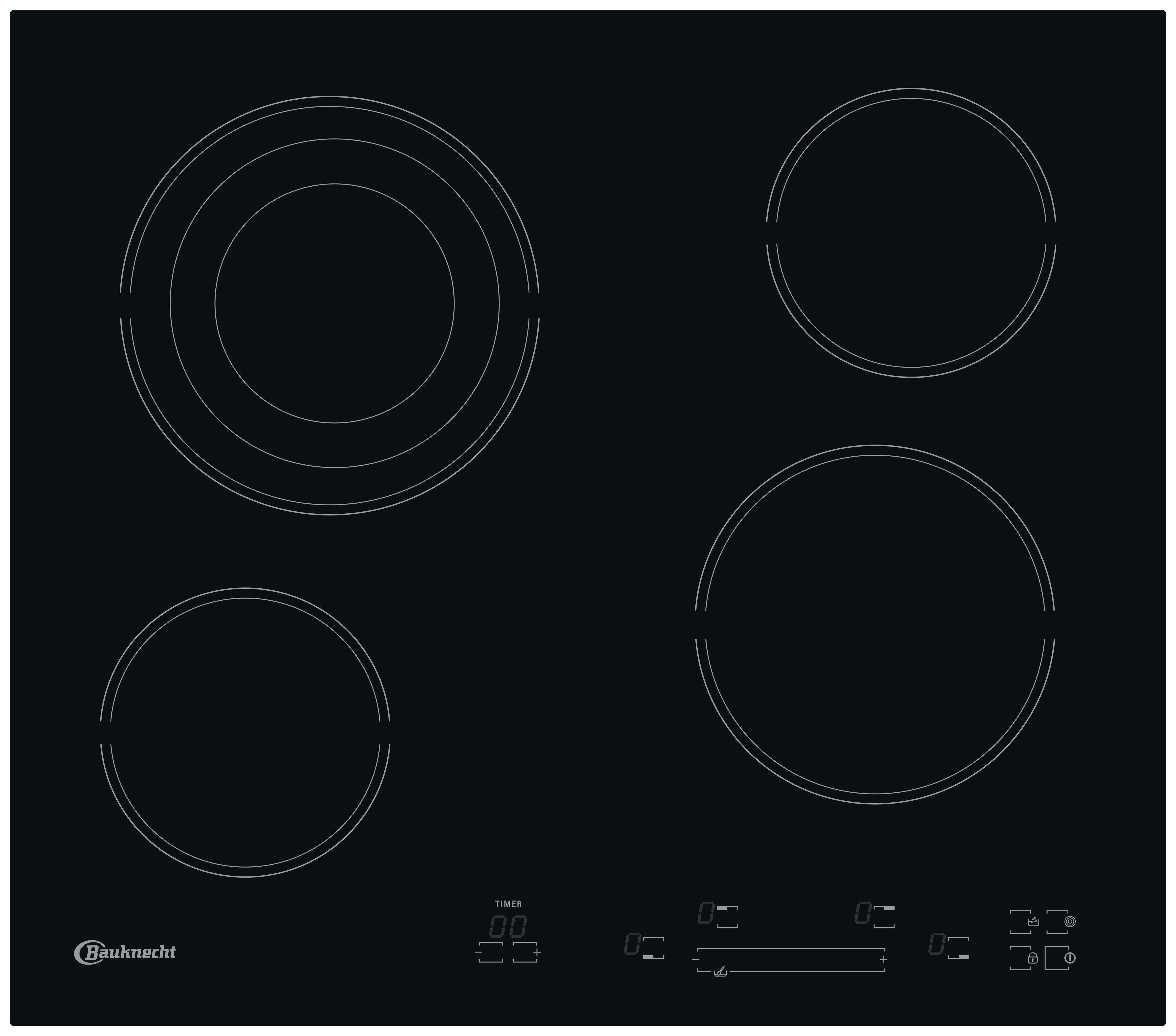 Bauknecht Table de cuisson ESIS 8641 NE Noir Radiant vitroceramic Frontal