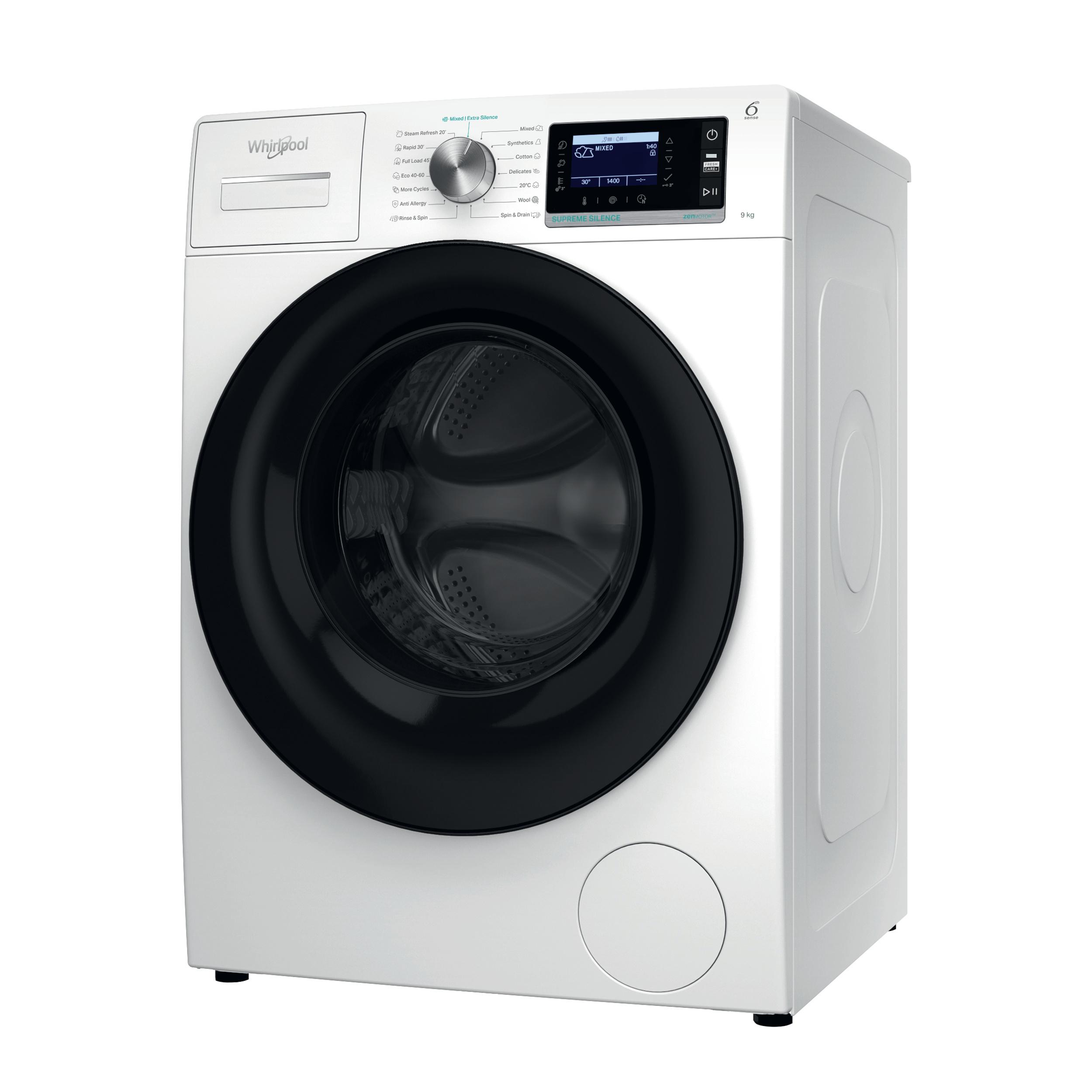 Whirlpool Maşină de spălat rufe Independent W6 98 SILENCE EE Alb Încărcare frontală A Perspective
