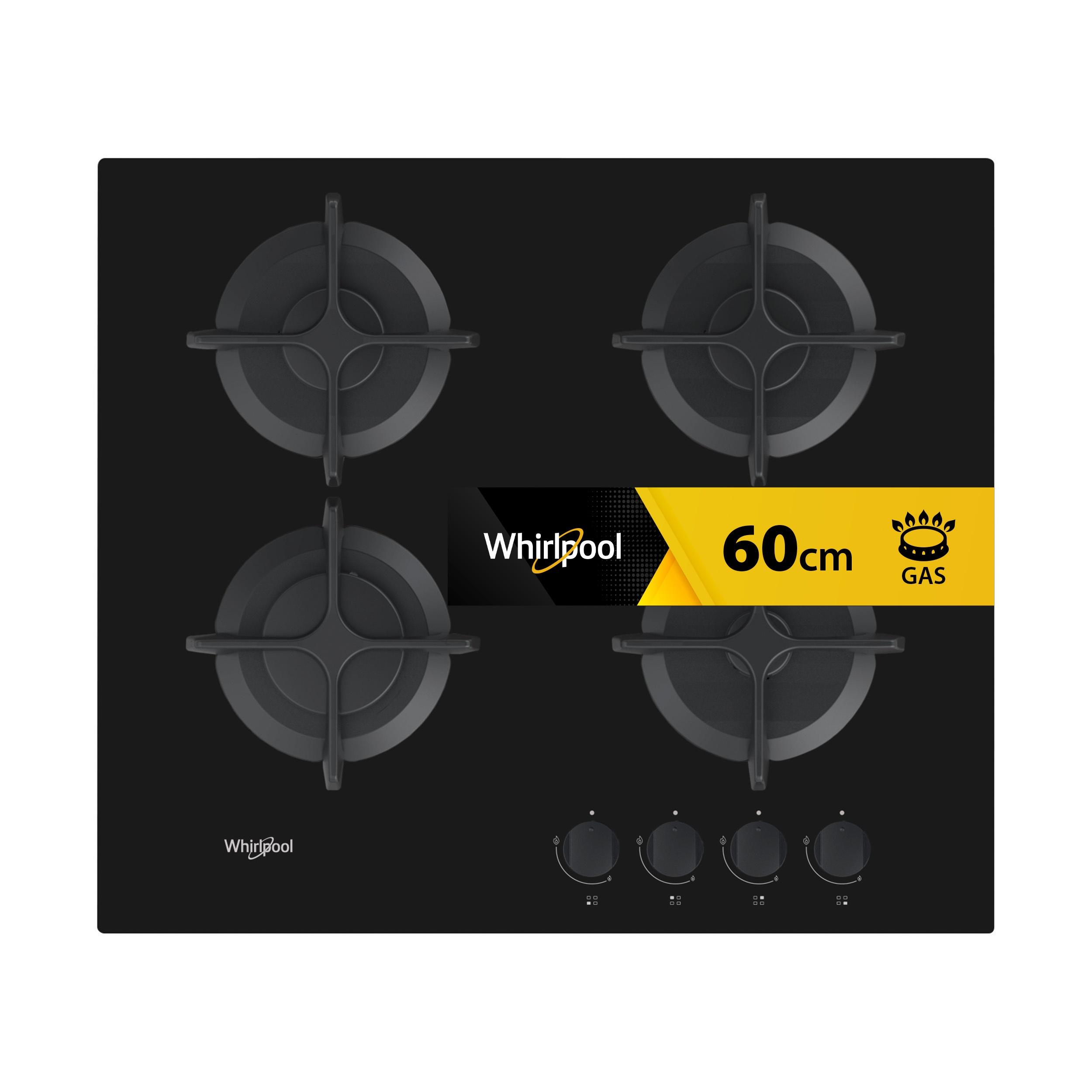 Whirlpool Table de cuisson GOB 616/NB Noir Gaz Frontal