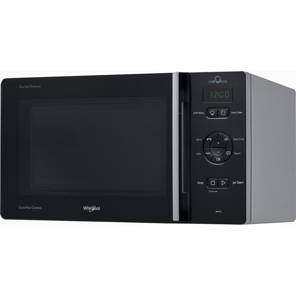 Whirlpool Microwave Samostojni MCP 346 SL Silver Elektronsko 25 Mikrovalovna pečica z grilom 800 Perspective