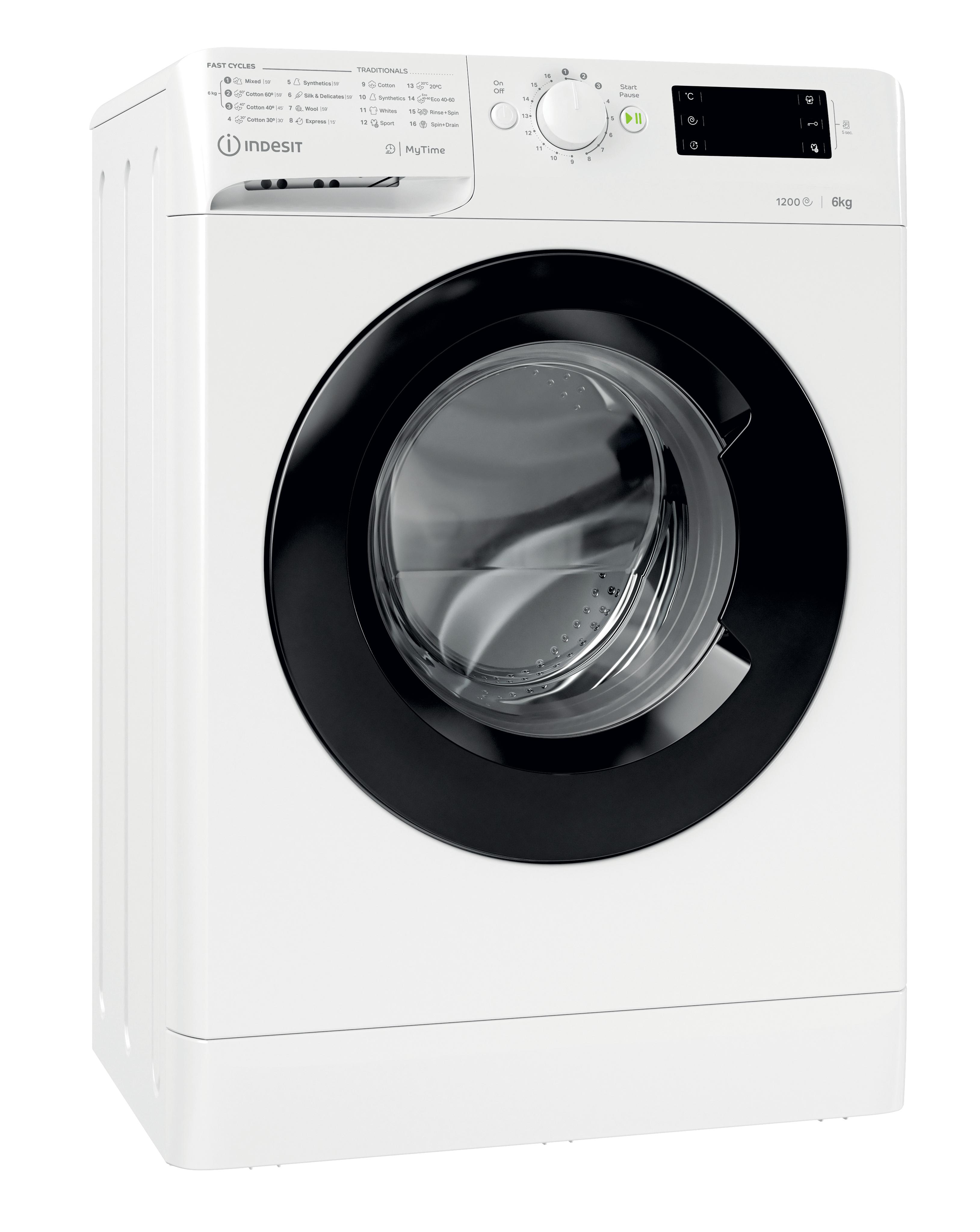 Indesit brīvi stāvošā veļas mazgājamā mašīna ar priekšas ielādi: 6,0 kg - MTWSE 61252 WK EE