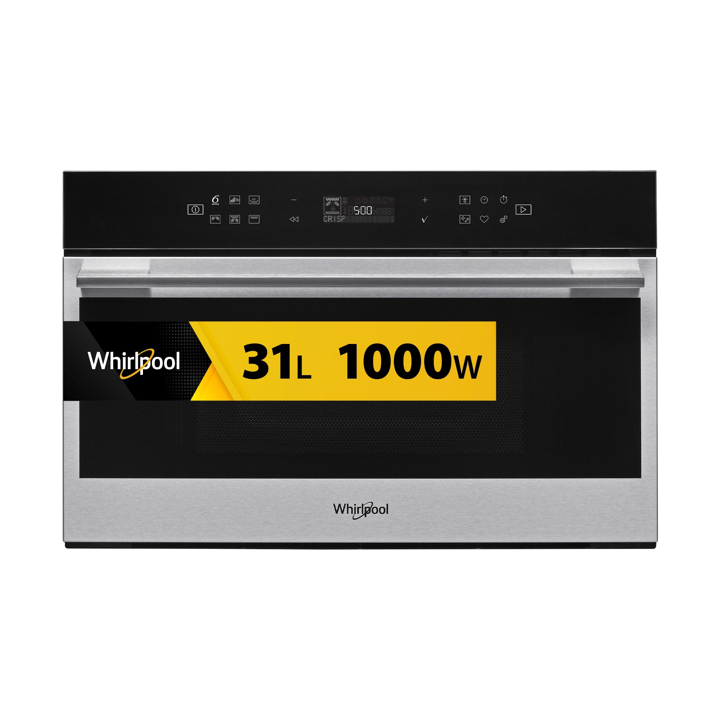 Whirlpool Mikrohullámú sütő Beépíthető W7 MD440 Rozsdamentes acél Elektromos 31 Mikrohullám+Grill funkció 1000 Frontal