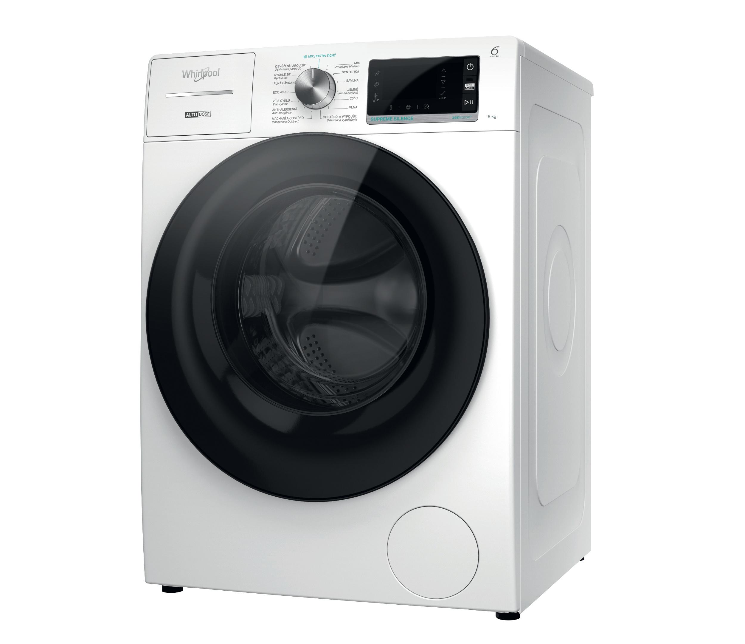 Whirlpool Pračka Volně stojící W7X W845WB CS Bílá Předem plněná B Perspective
