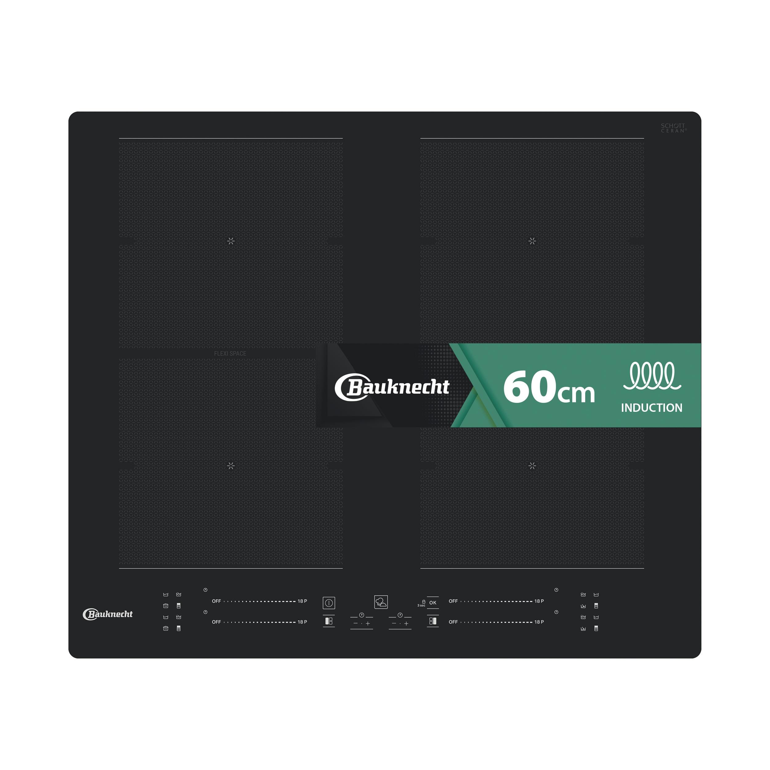 Bauknecht Table de cuisson BS 1260F NE Noir Induction vitroceramic Frontal