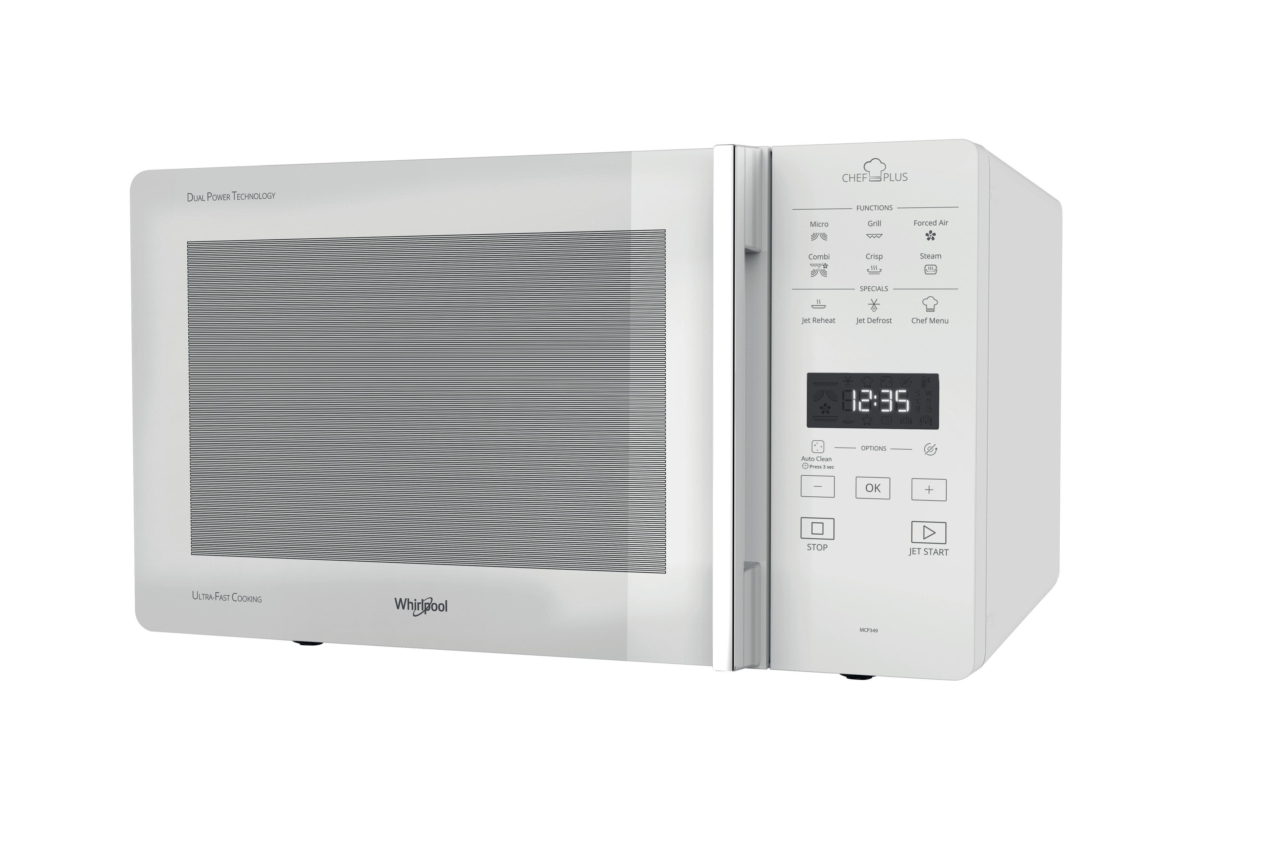 Whirlpool Microondas Libre instalación MCP 349 WH Blanco Electrónico 25 MW-Combi 800 Perspective