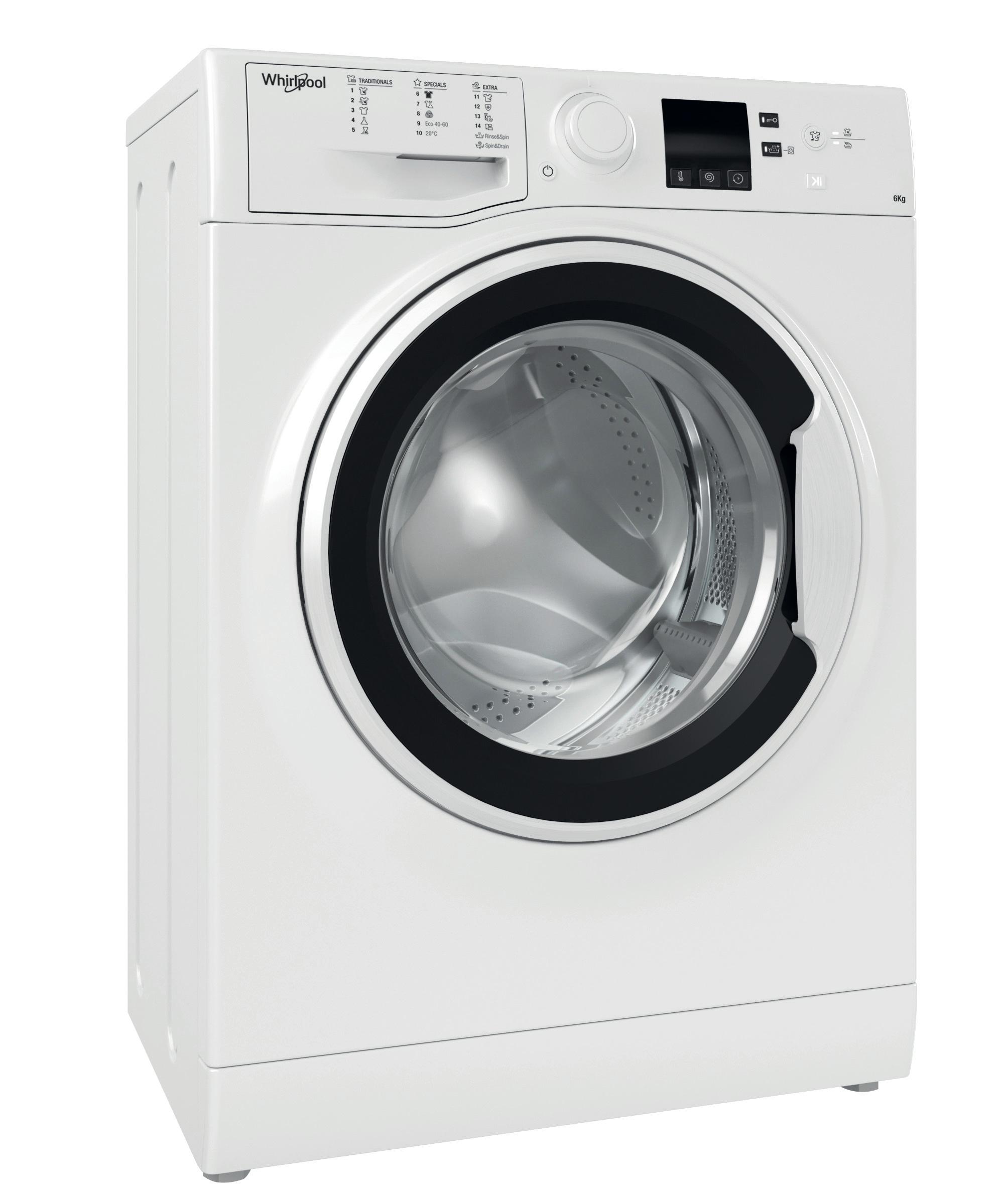 Whirlpool Maşină de spălat rufe Independent WRBSS 6215 W EU Alb Încărcare frontală F Perspective