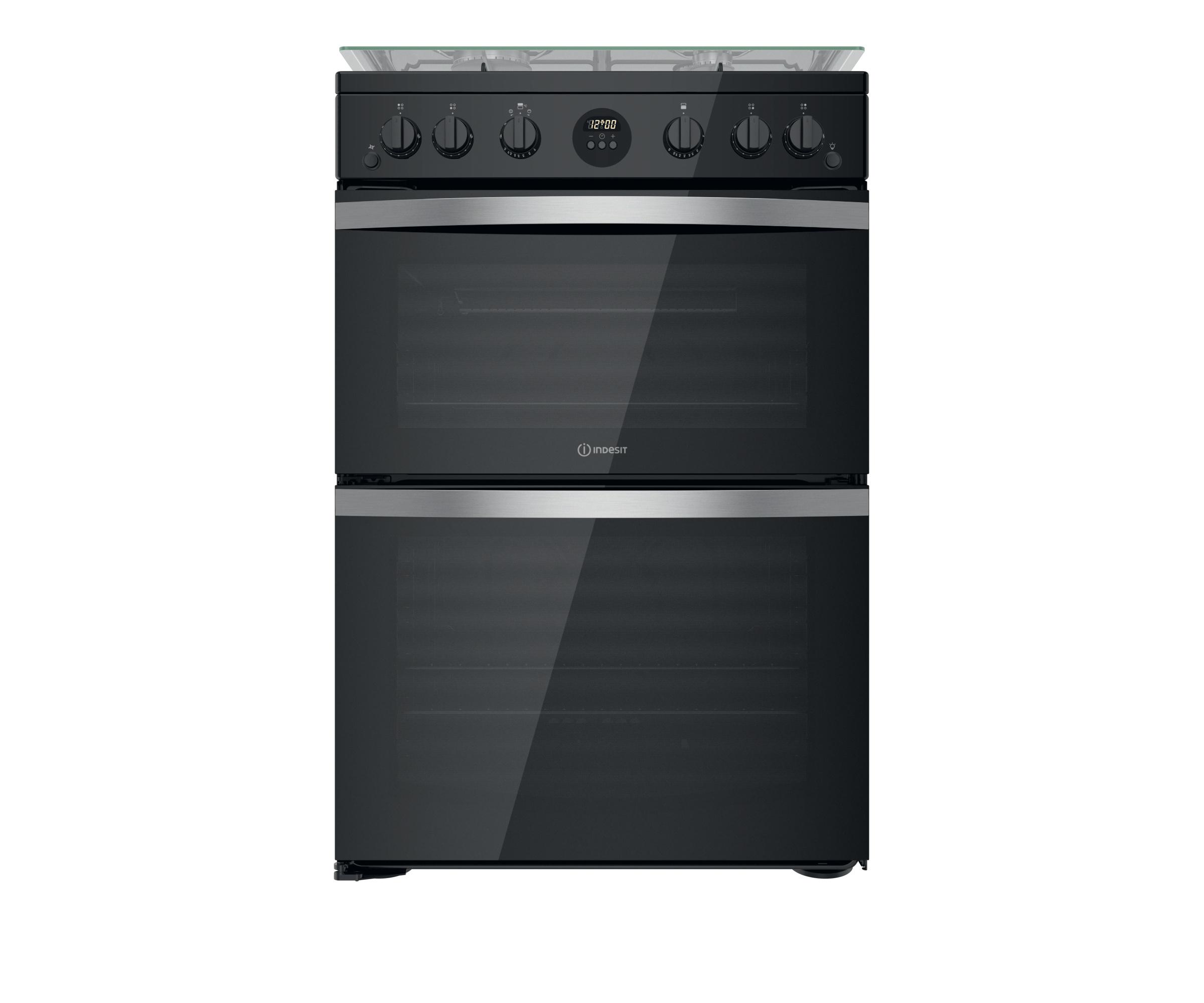 Indesit Double Cooker ID67G0MCB/UK Black A+ Frontal