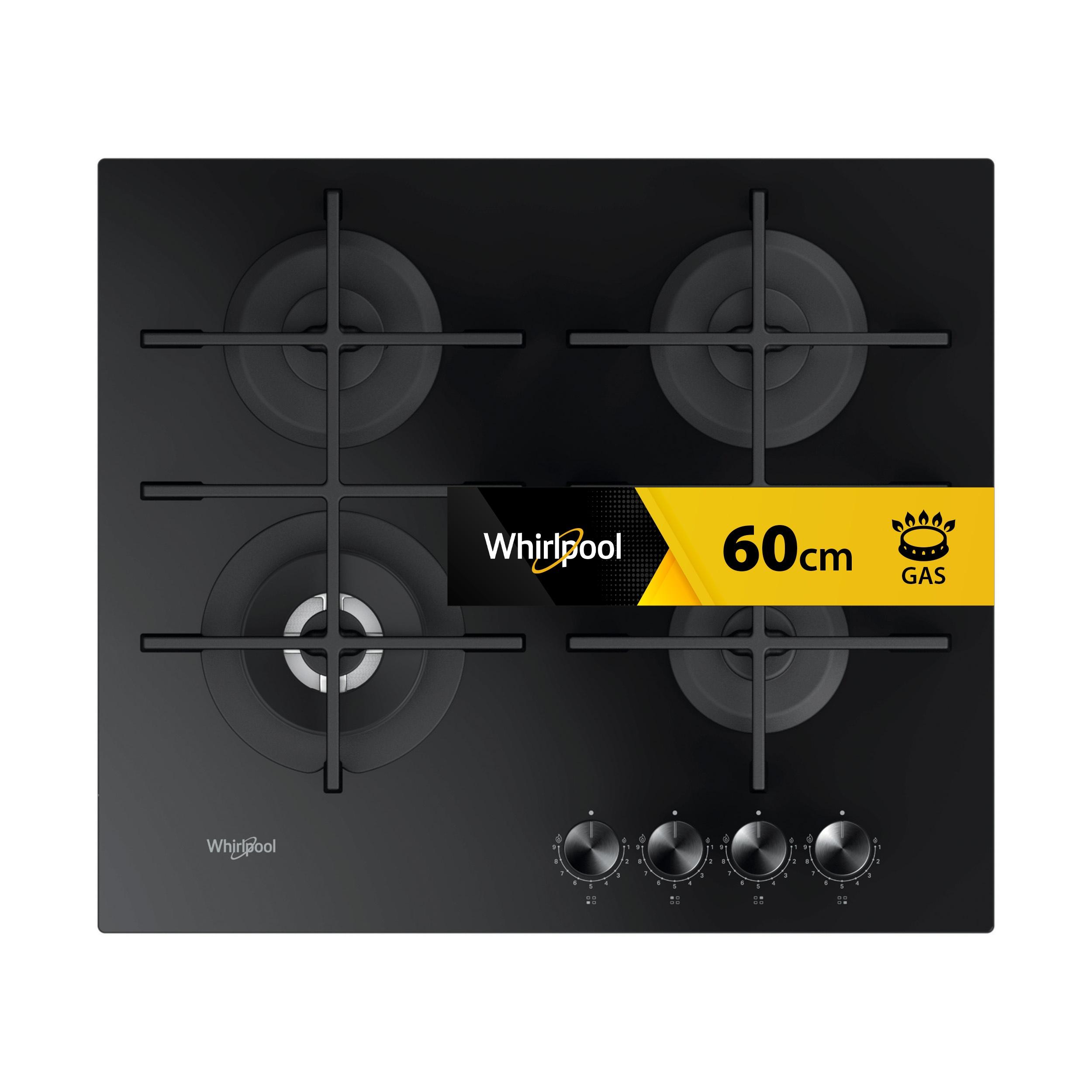 Whirlpool Table de cuisson GOWL 628/NB FR Noir Gaz Frontal