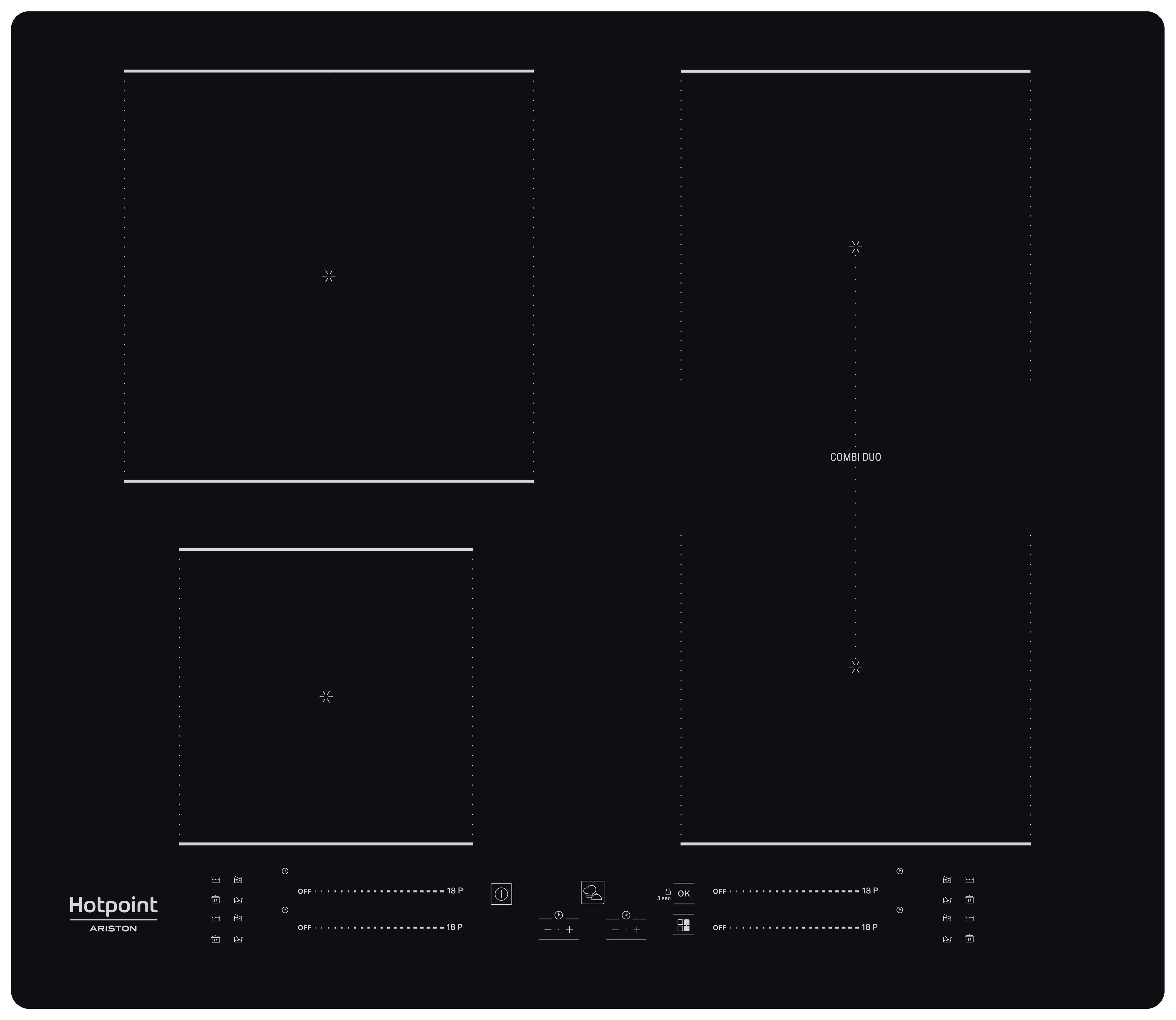 Hotpoint_Ariston Table de cuisson HS 1260B NE Noir Induction vitroceramic Frontal