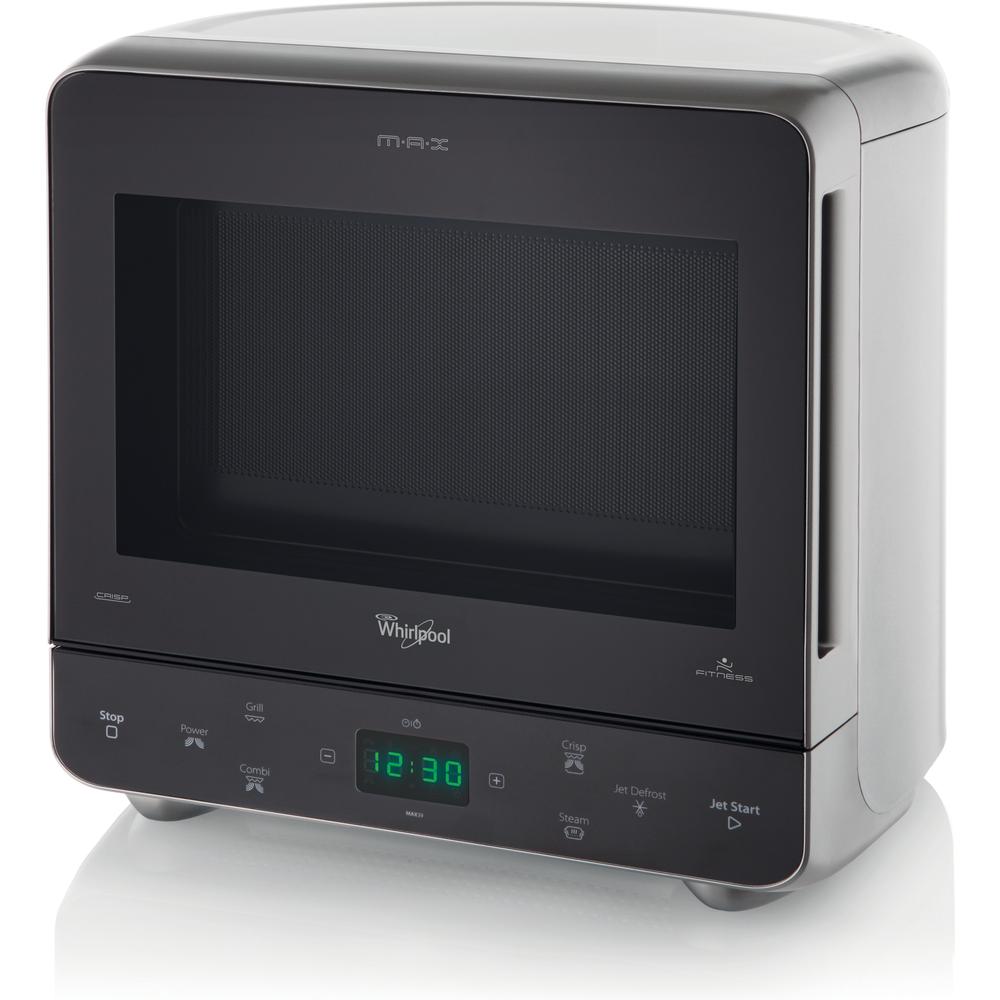 Whirlpool Mikrowelle Standgerät MAX 38 SL Silber Elektronisch 13 Mikrowelle+Grill 700 Perspective
