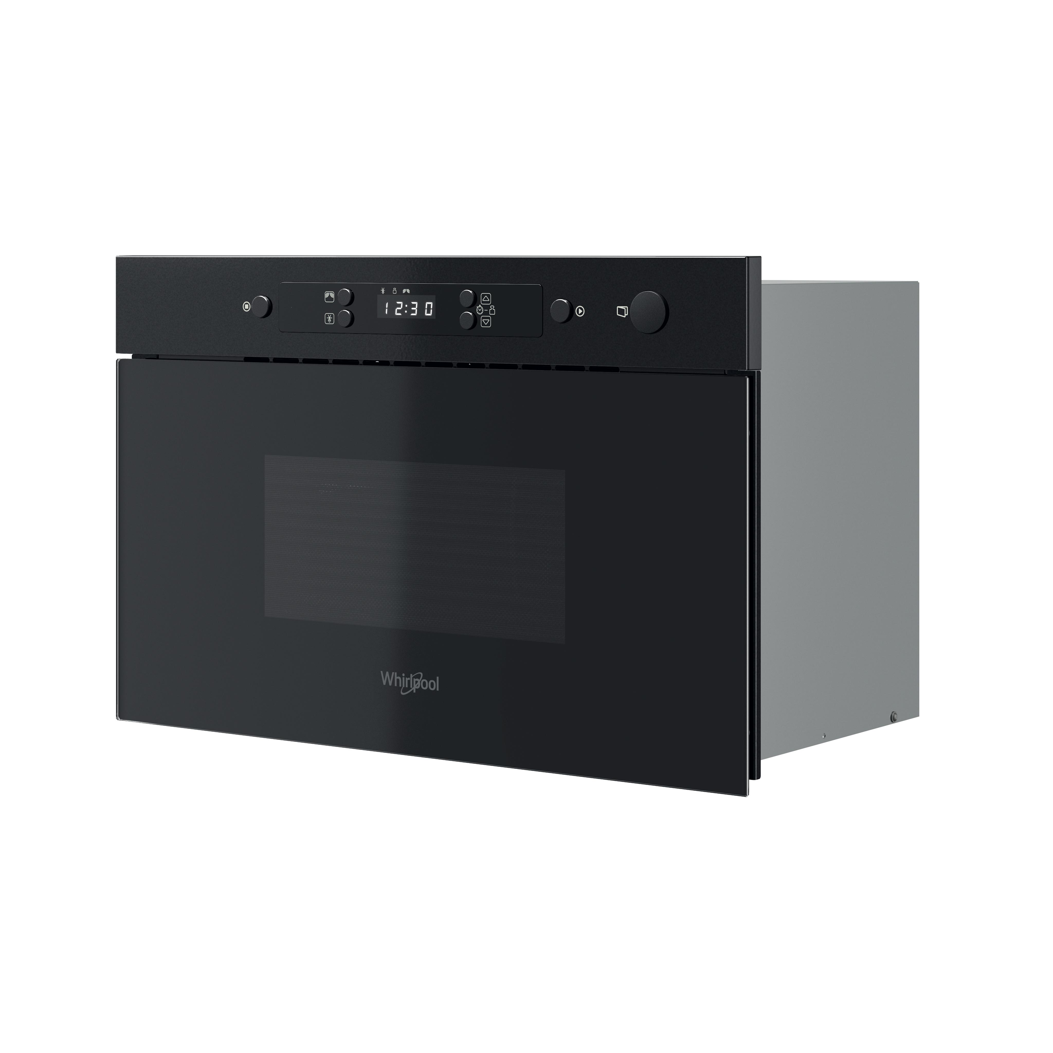 Whirlpool Four à micro-ondes Encastrable MBNA900B Noir Électronique 22 Micro-ondes uniquement 750 Perspective