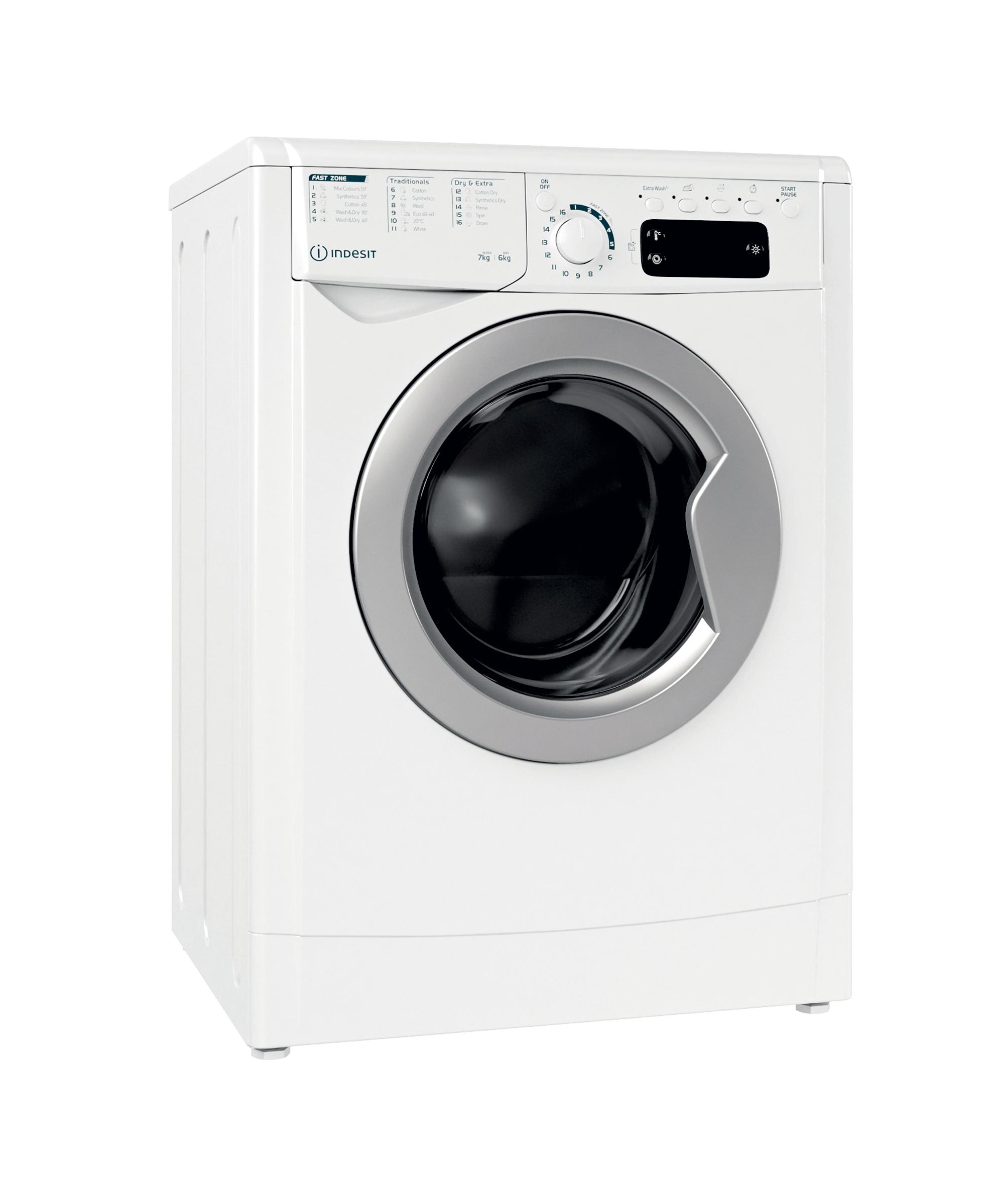 Indesit Perilica i sušilica Samostojeći EWDE 761483 WS EE N Bijela Prednje punjenje Perspective