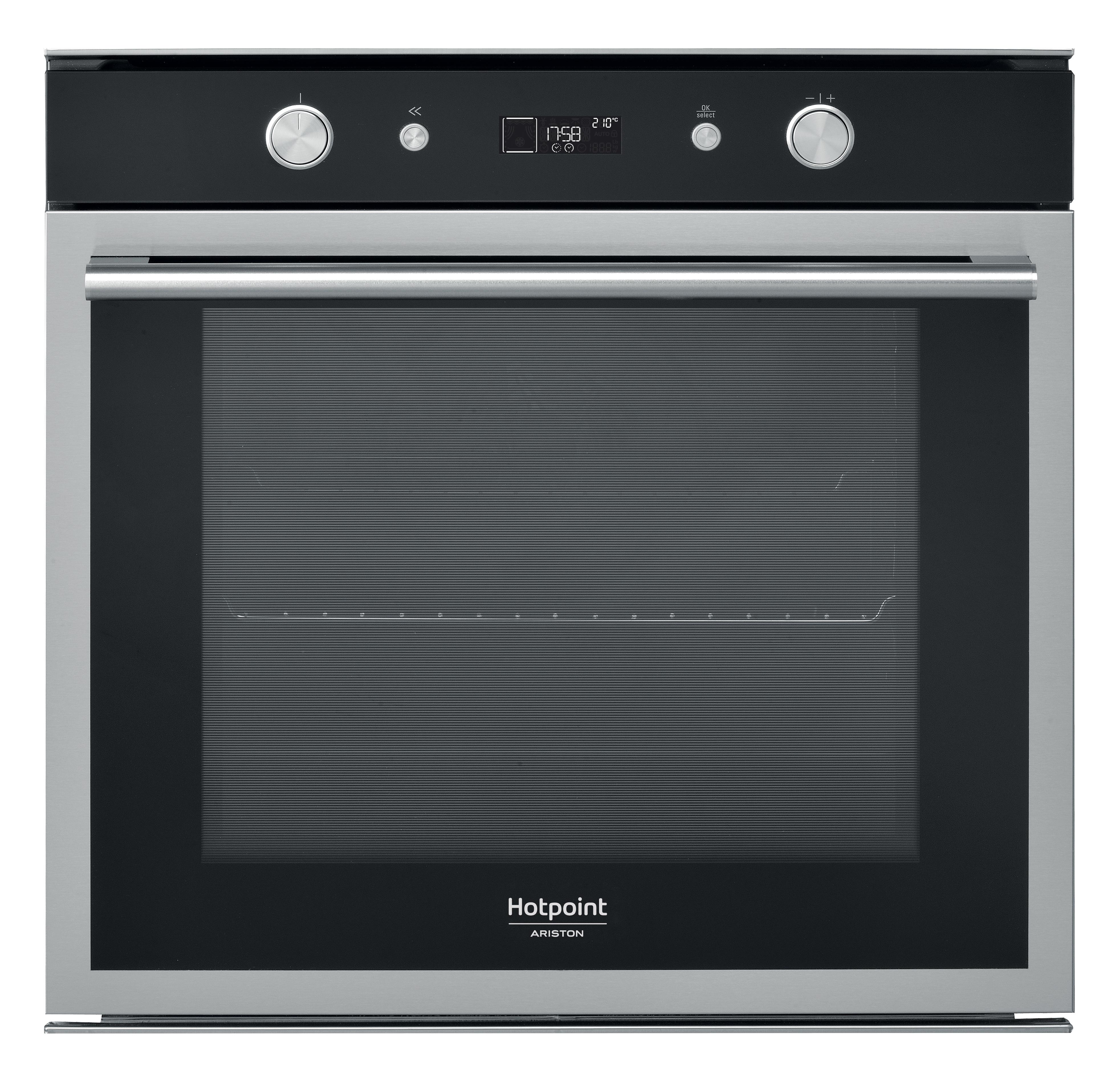 Forno elétrico de encastre Hotpoint: cor inox, auto-limpeza