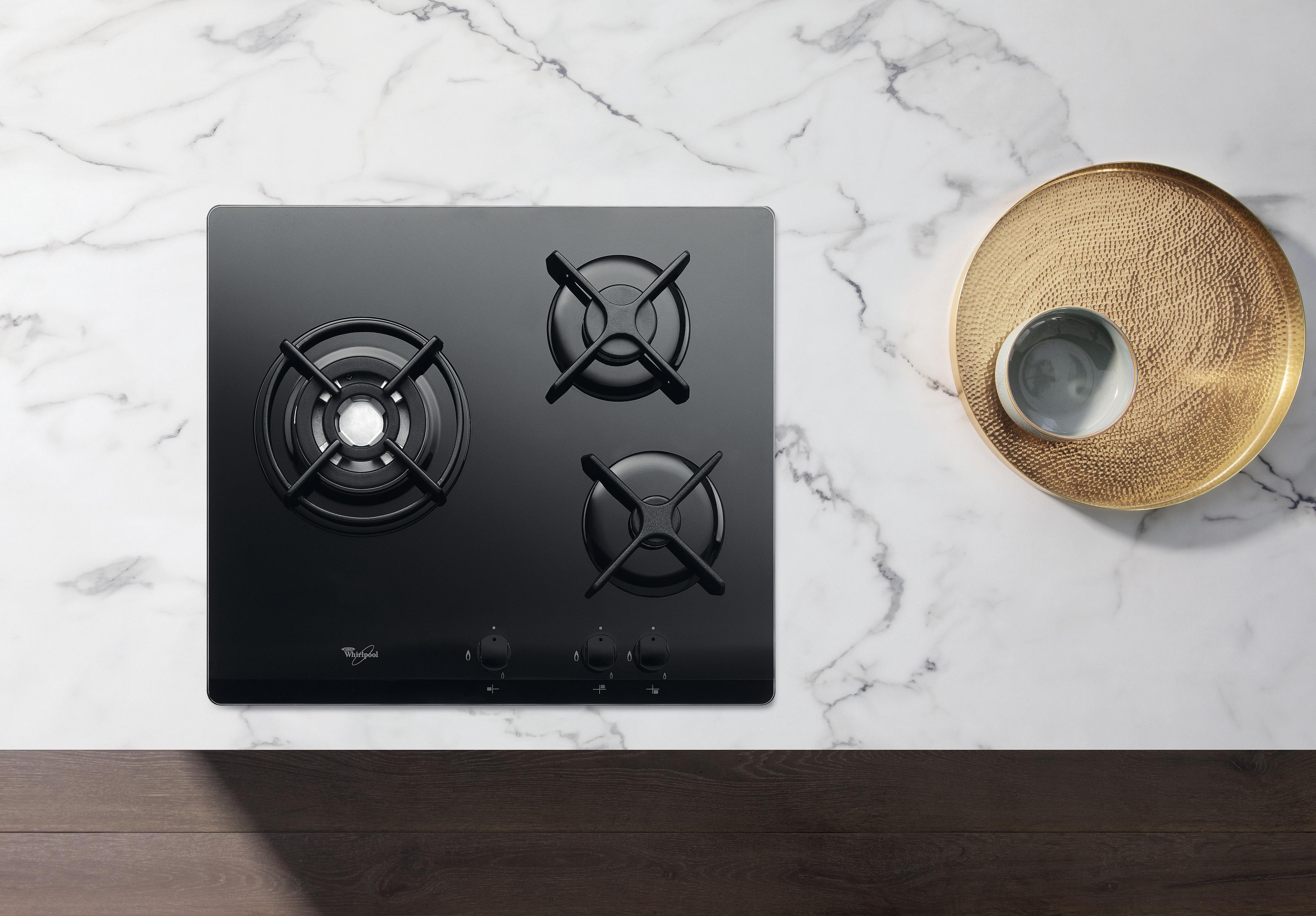 Whirlpool Encimera AKT 404/NB Negro Gas Lifestyle frontal