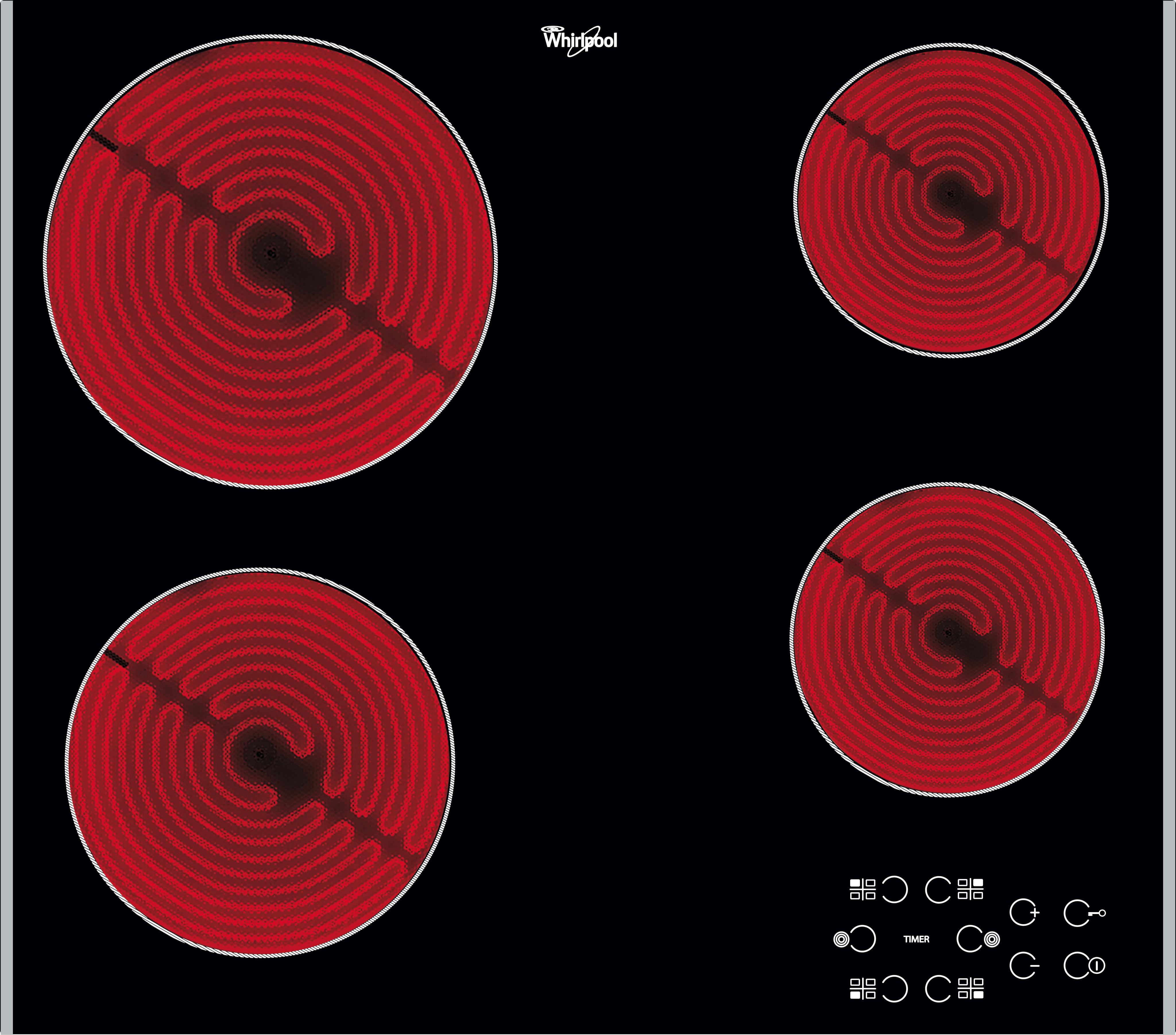 Whirlpool Hob AKT 8090 LX Black Radiant vitroceramic Frontal