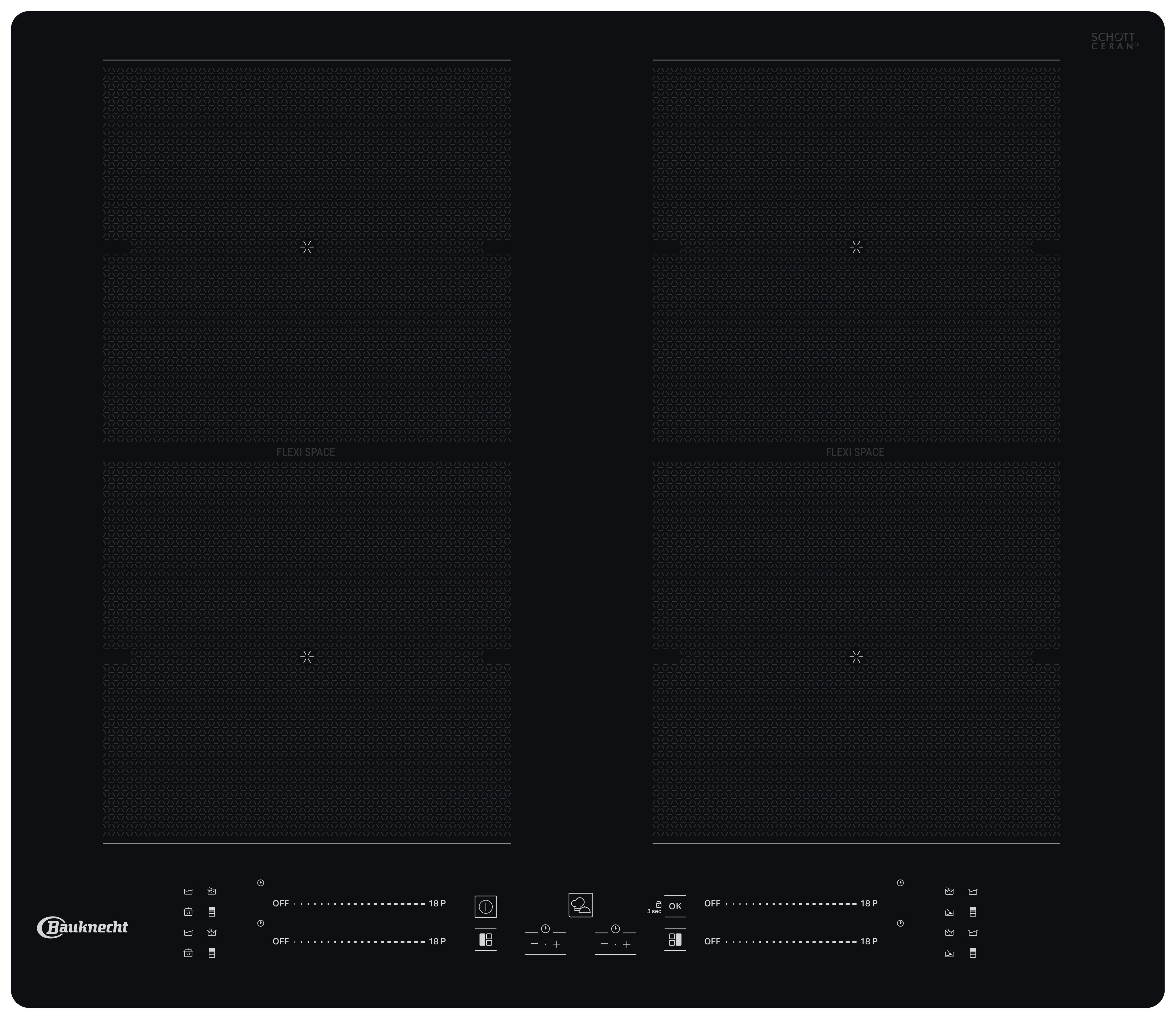Bauknecht Table de cuisson BS 1260F NE Noir Induction vitroceramic Frontal