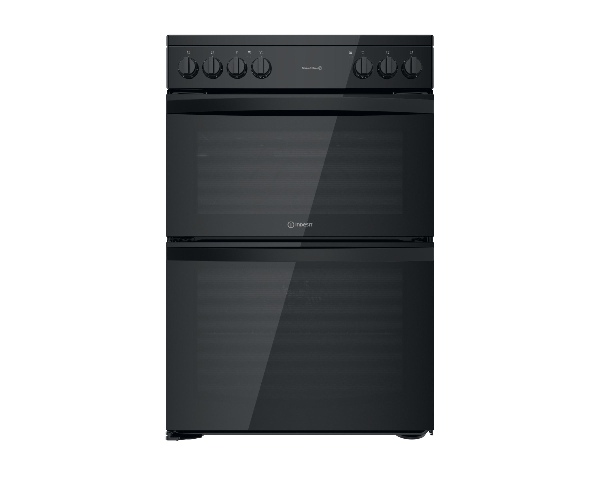 Indesit Double Cooker ID67V9KMB/UK Black A Frontal