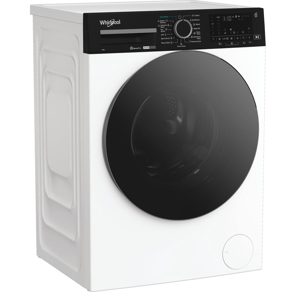 Whirlpool Veļas mazgājamā mašīna Brīvi stāvošs WPM 87W ADS EE Balts Priekšējās ielādes A Perspective