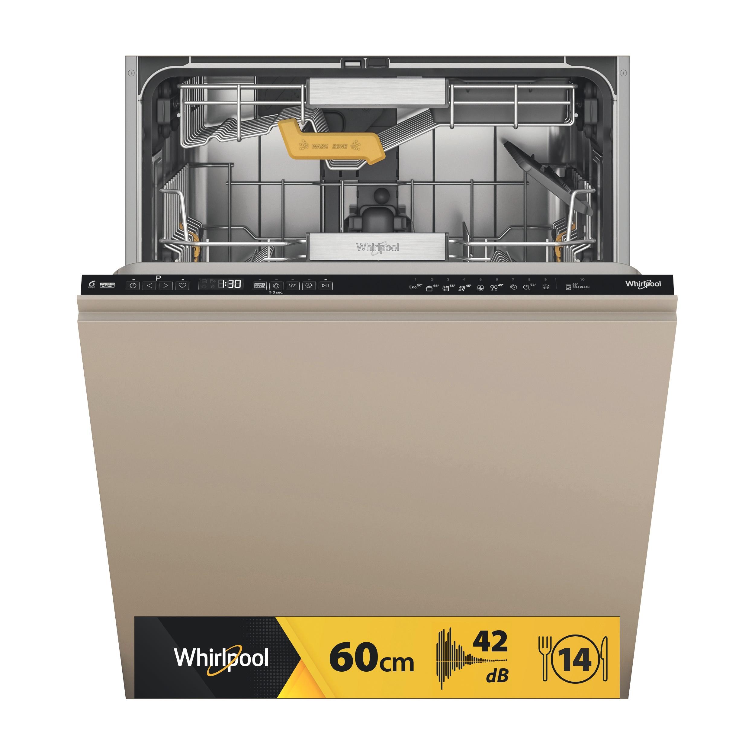 Kalusteisiin sijoitettava Whirlpool astiapesukone: Musta, Täysikokoinen - W8I HP42 L