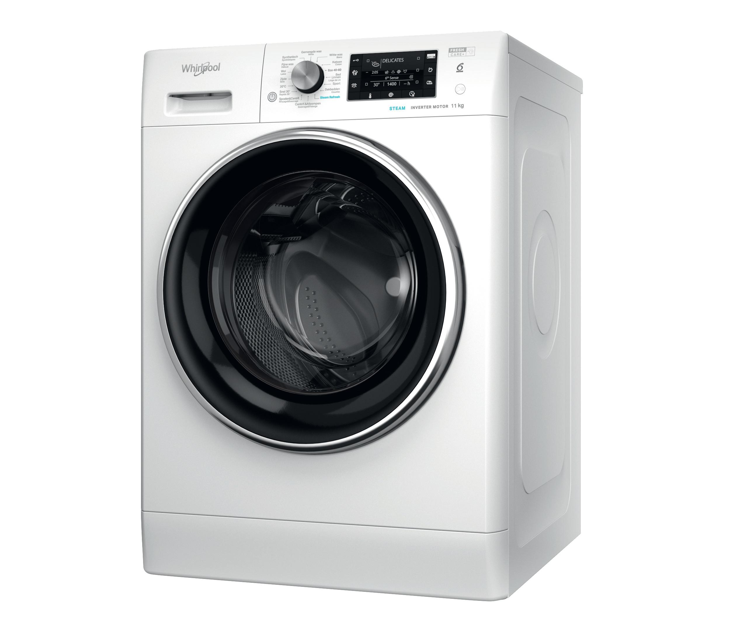 Whirlpool Lave-linge Pose-libre FFD 11469E BCV BE Blanc Frontal A Perspective