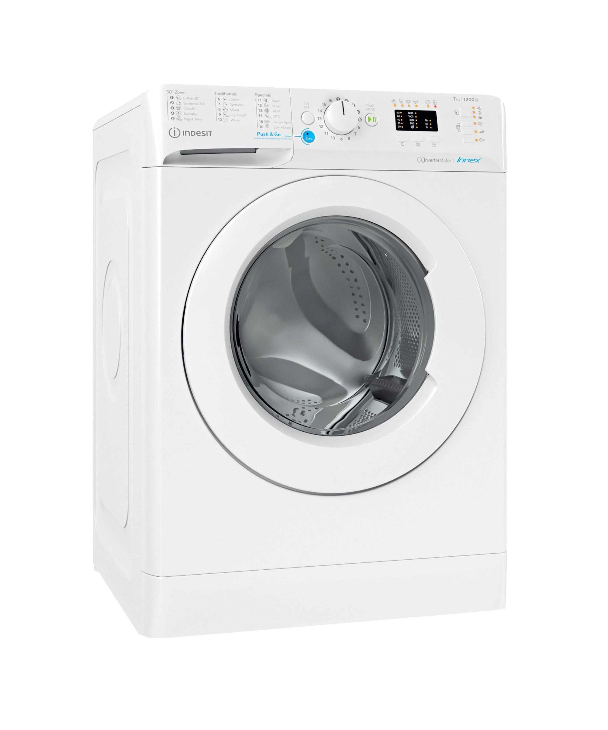 Indesit voľne stojaca spredu plnená práčka: 7,0 kg - BWA 71295X W EE N
