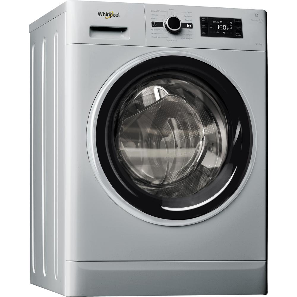 Whirlpool Washer dryer Free-standing FWDG96148SBS ZA Silver Front loader Perspective