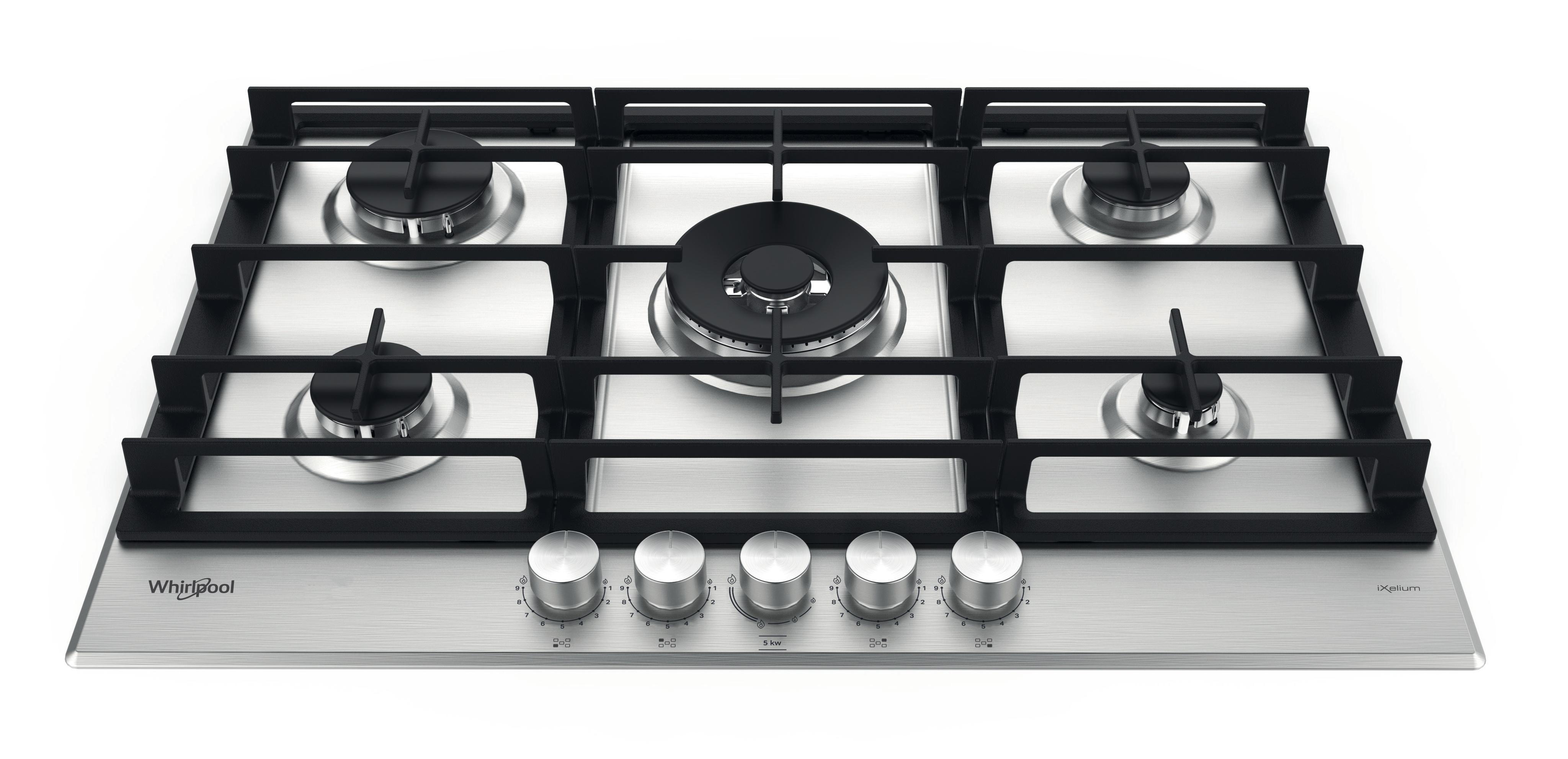 Whirlpool Hob GMWL 758/IXL Inox Ixelium Gas Frontal top down