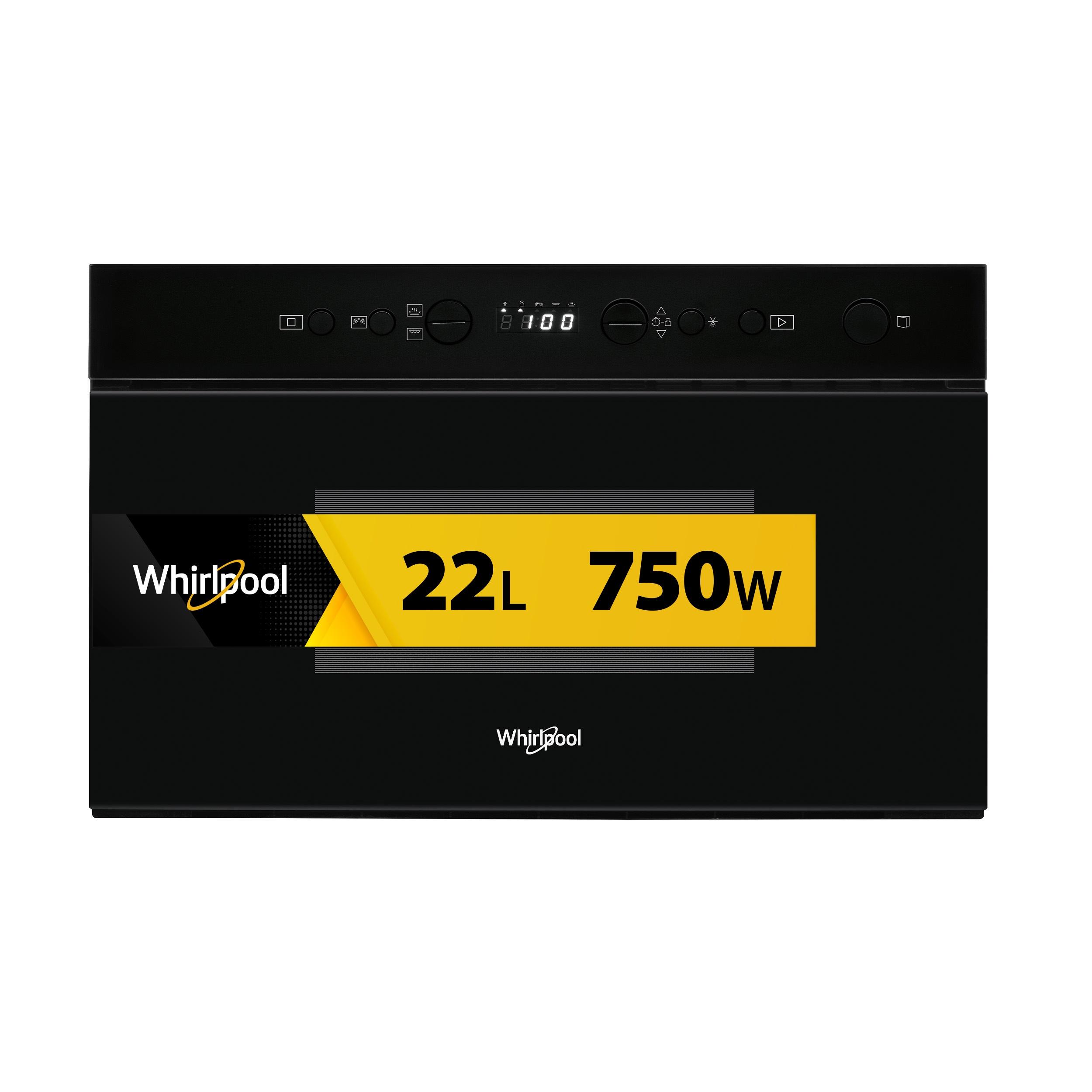 Whirlpool Microondas Encastre W67 MN840 NB Negro Electrónico 22 MW + Función Grill 750 Frontal
