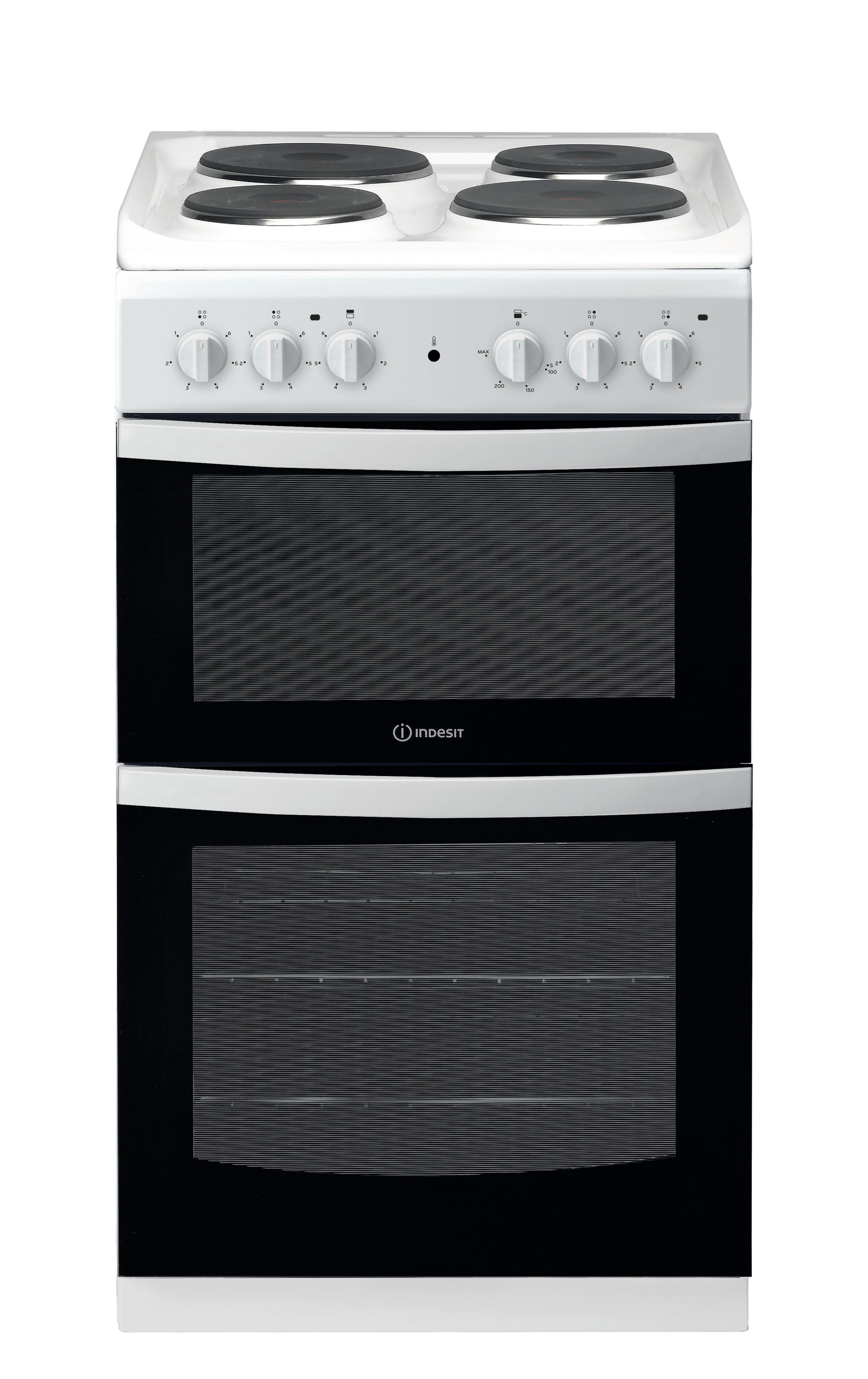 Indesit Double Cooker ID5E92KMW/UK White A Enamelled Sheetmetal Frontal