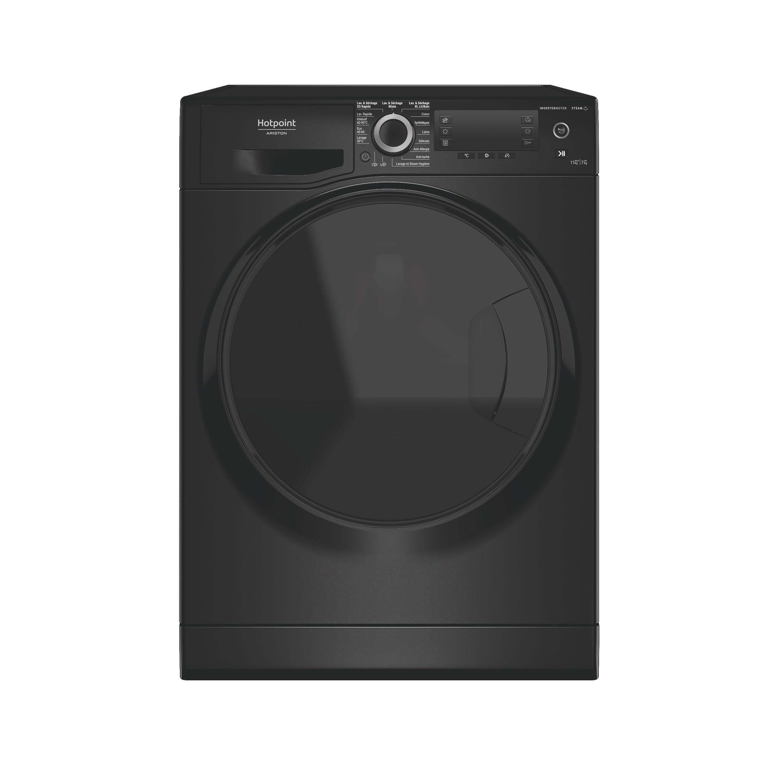 Hotpoint_Ariston Lavante-séchante Pose-libre NDD 117489 BDA FR Noir Lave-linge frontal Frontal