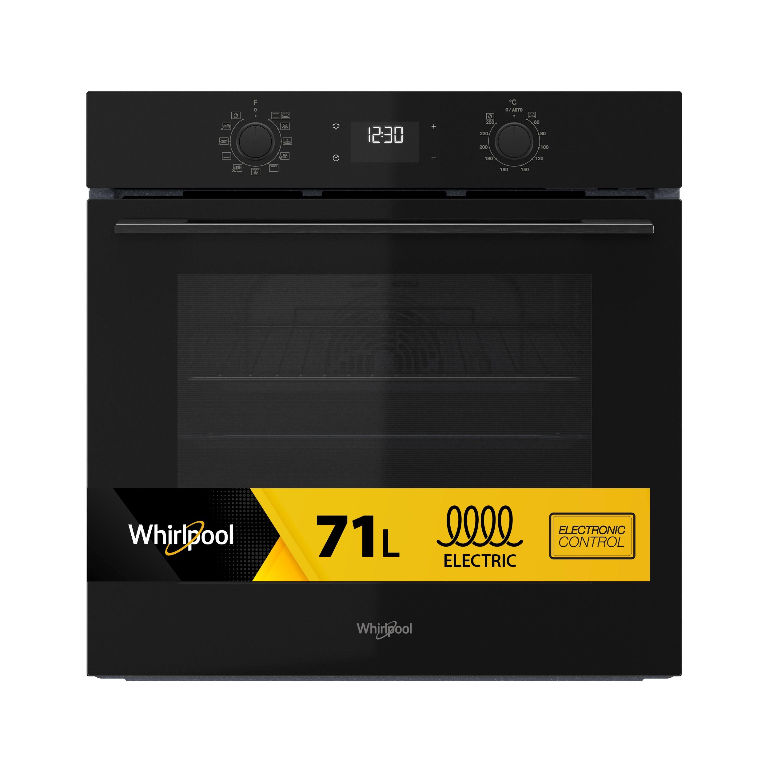 Whirlpool built-in electric oven: black colour, 71 litres, self-cleaning - OMK58HU1B