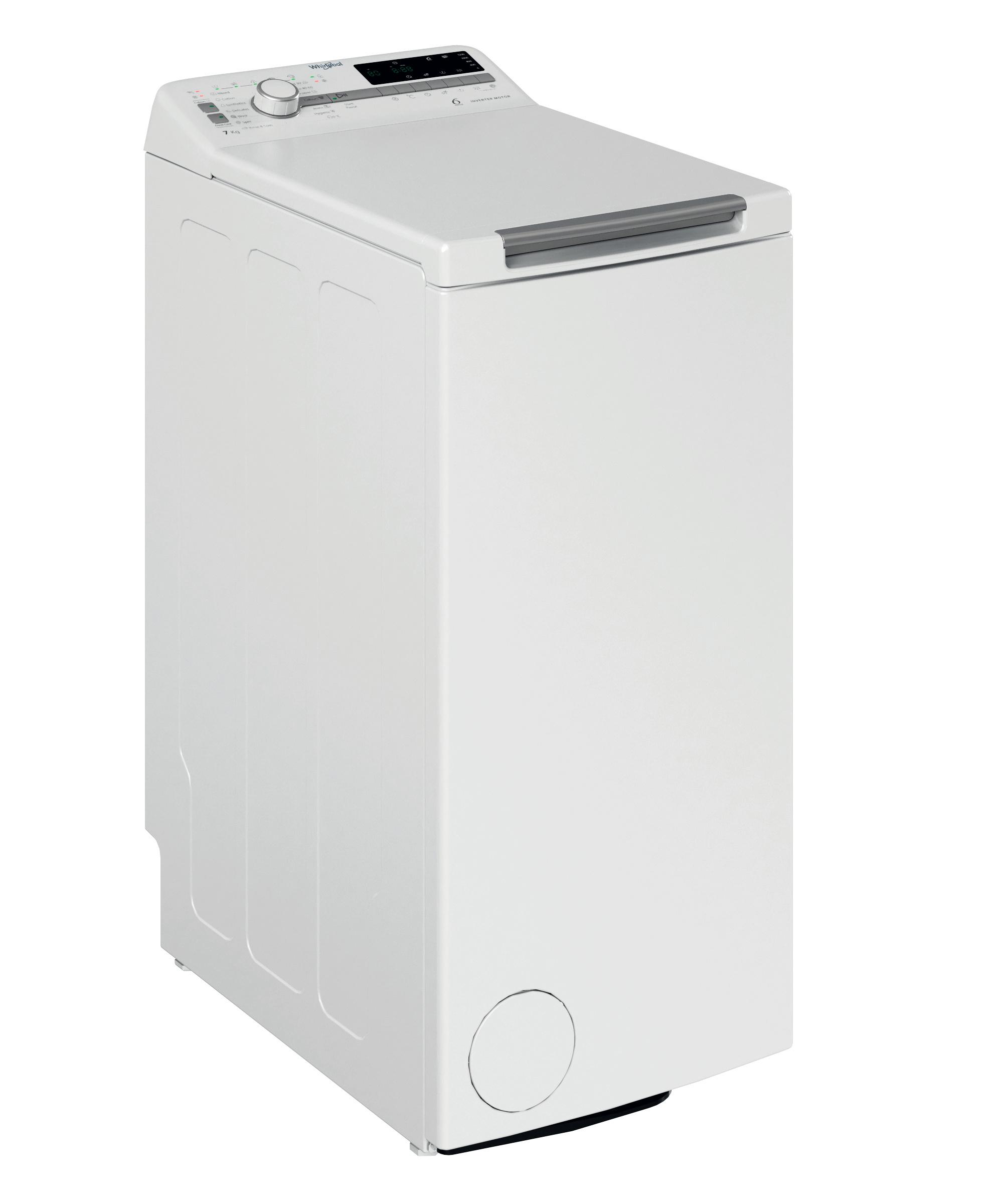 Whirlpool Vaskemaskin Frittstående PWTL79227 Hvit Top loader D Perspective
