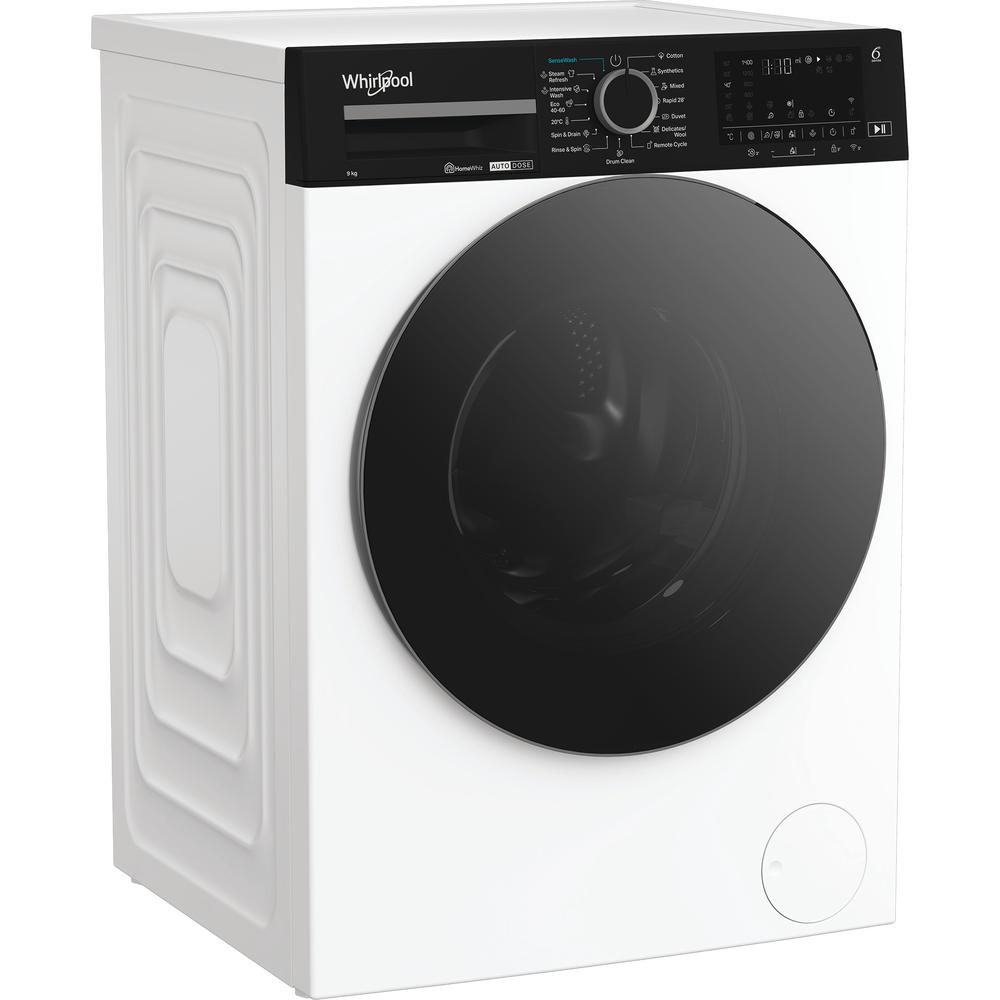 Whirlpool Skalbimo mašina Laisvai pastatoma WPM 97W ADS EE Balta Pakraunama iš priekio A Perspective