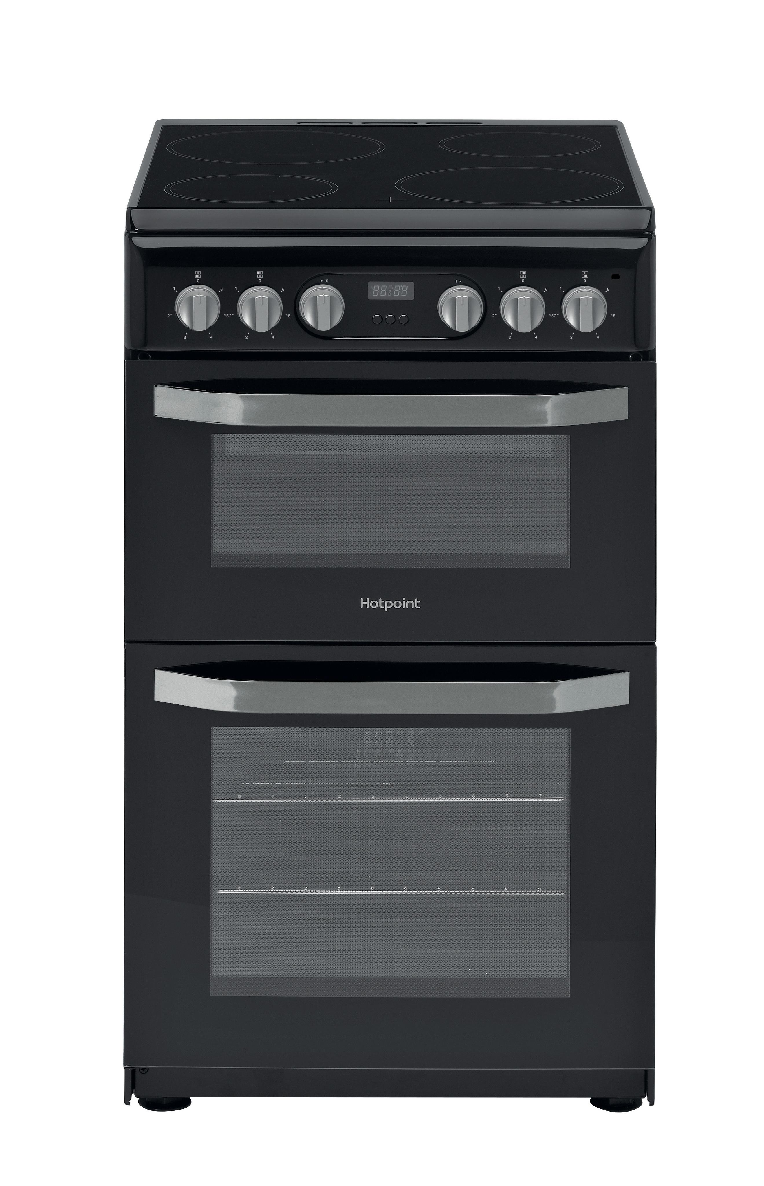 Hotpoint Double Cooker HD5V93CCB/UK White A Enamelled Sheetmetal Frontal