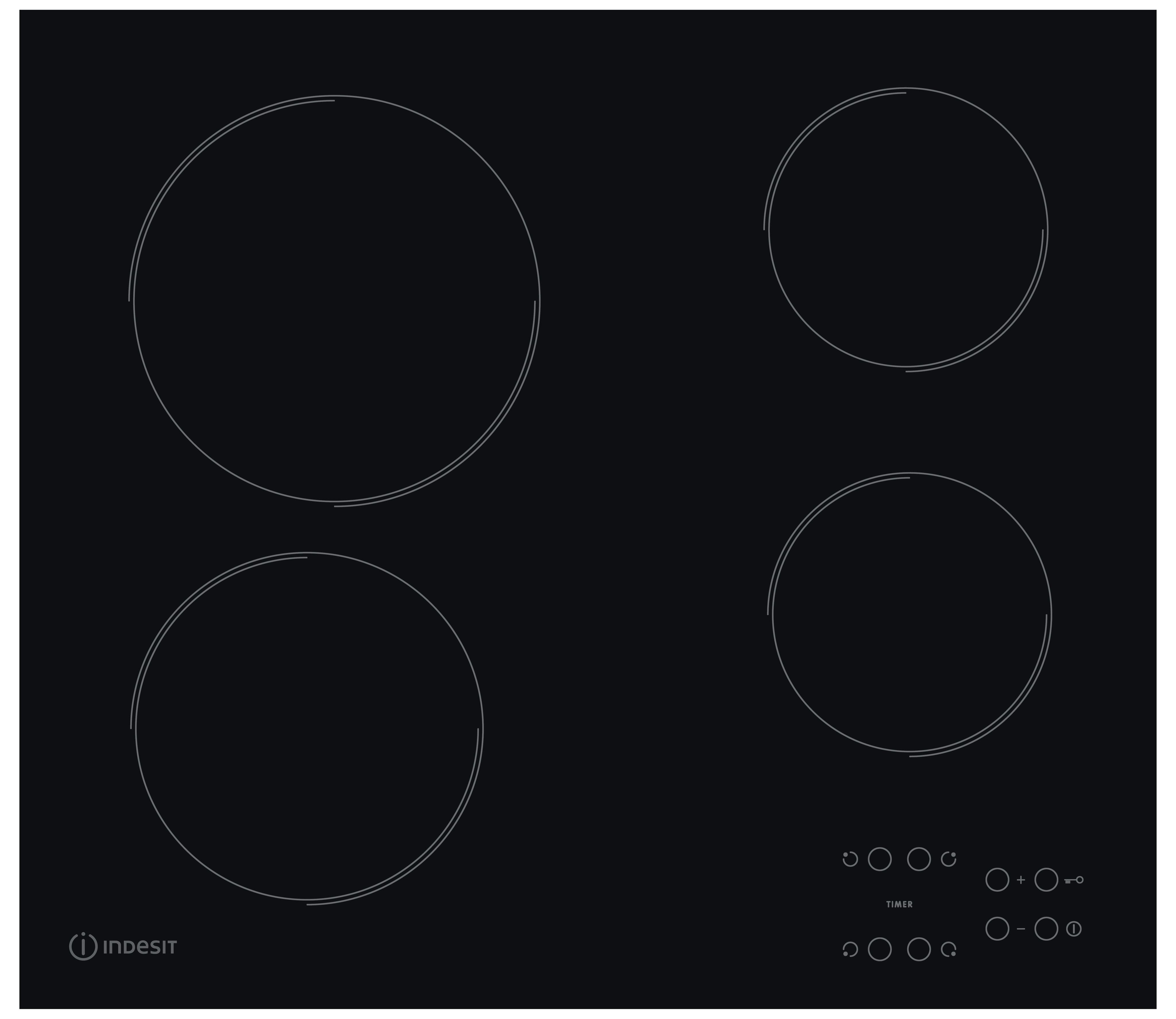 Indesit Varná deska RI 161 C Černá Radiant vitroceramic Frontal