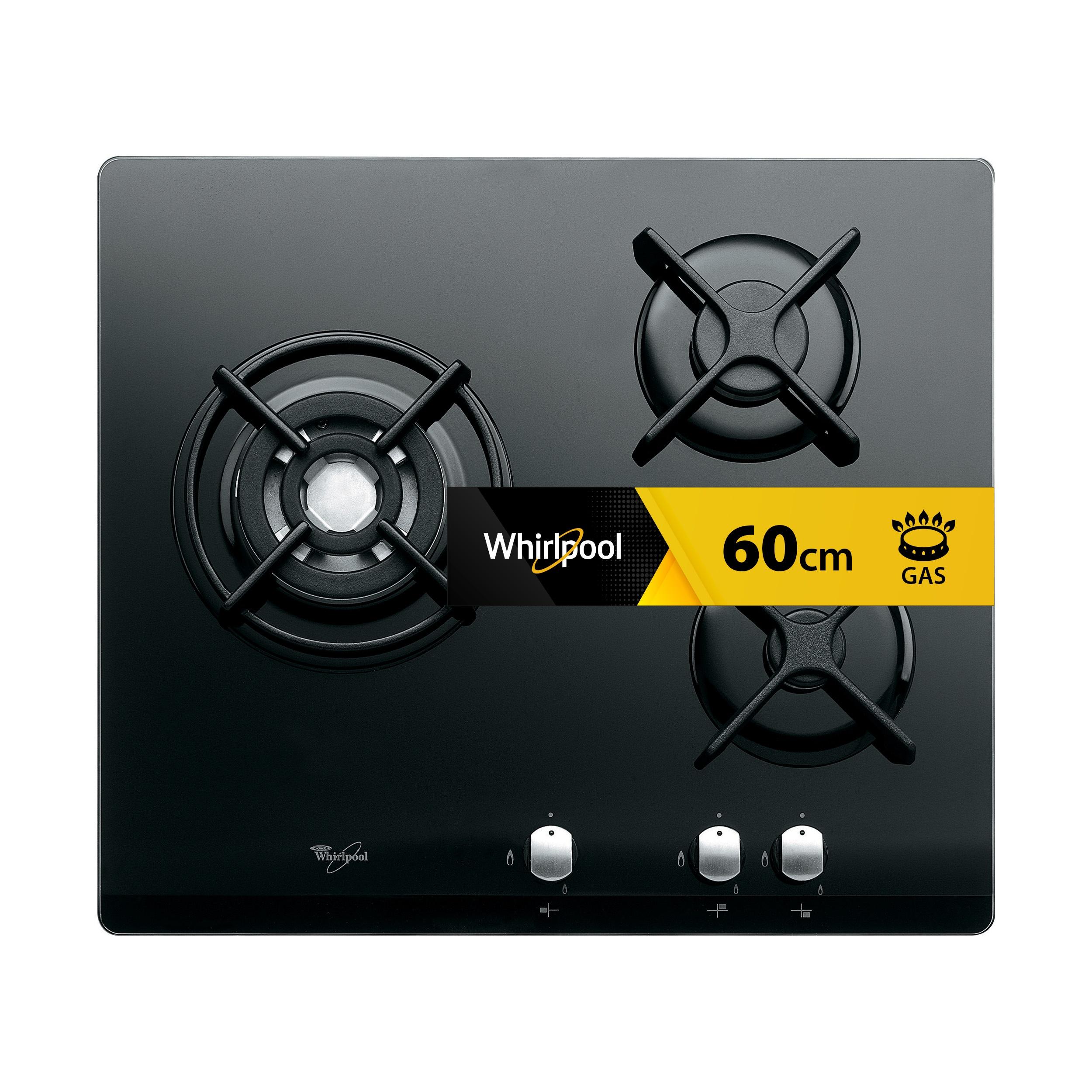 Whirlpool Table de cuisson AKT 404/NB Noir Gaz Frontal