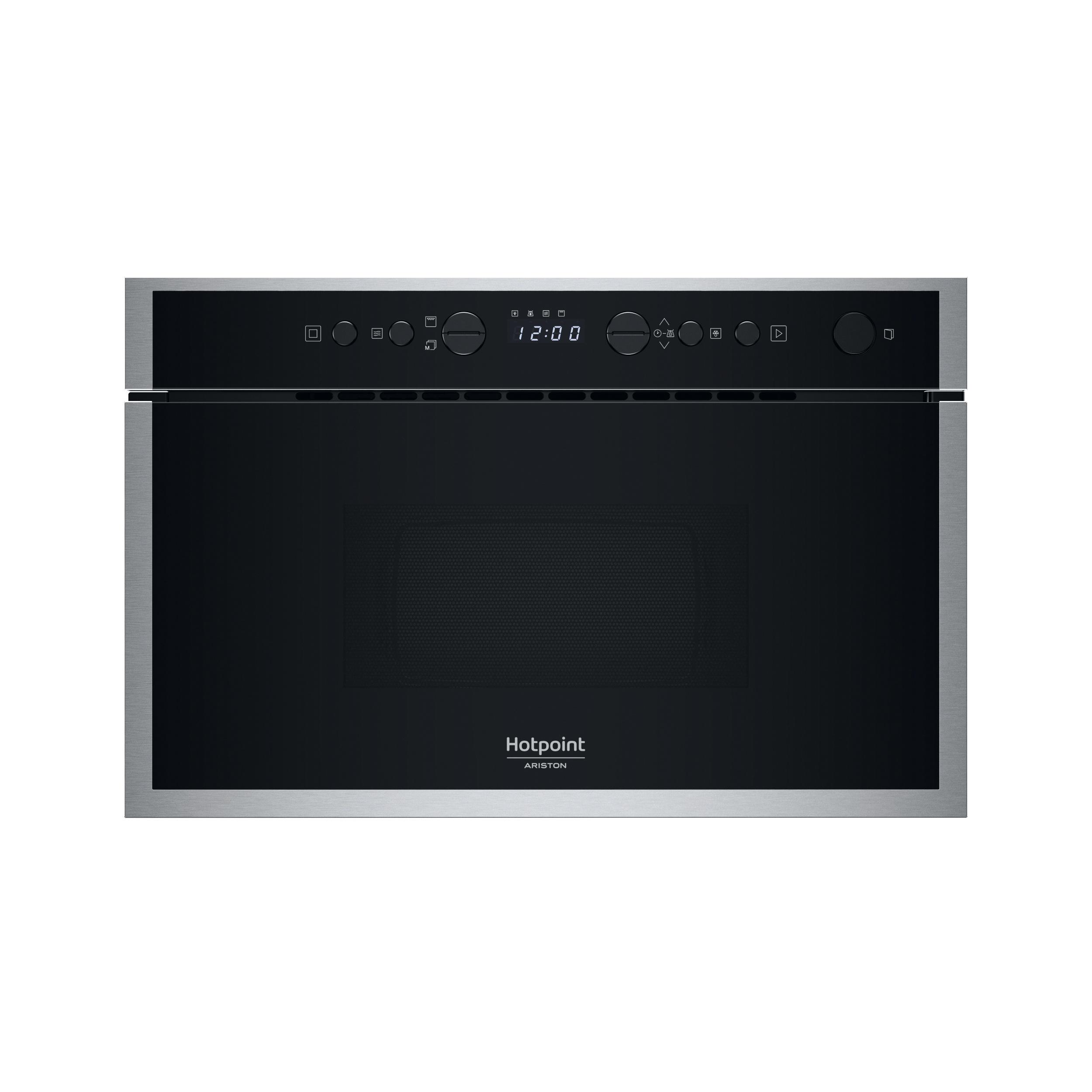 Hotpoint_Ariston Micro-ondas Encastre HAMN463BXF Inox Eletrónico 22 MO + Função Grill 750 Frontal