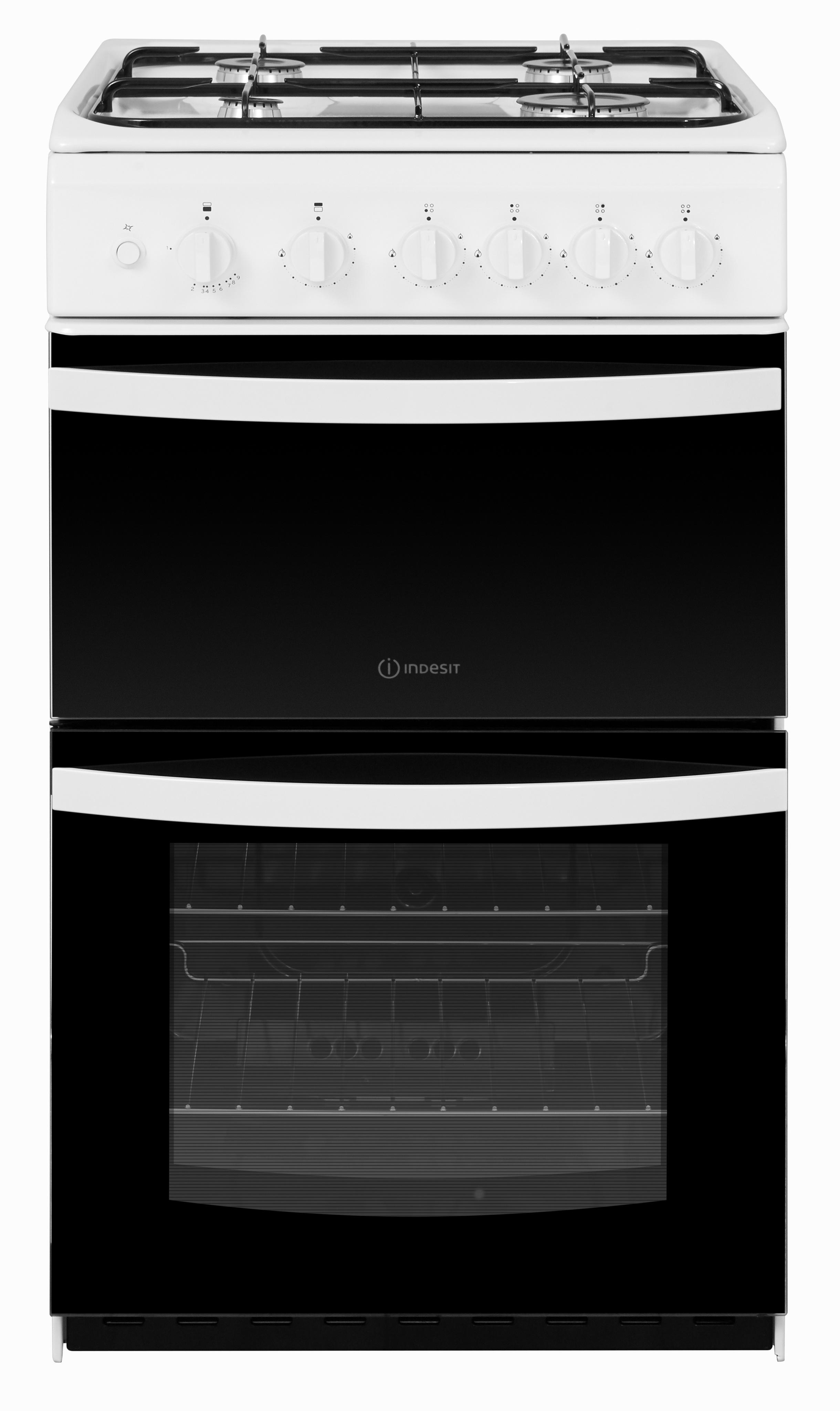 Indesit Double Cooker ID5G00KMW/UK White A+ Enamelled Sheetmetal Frontal