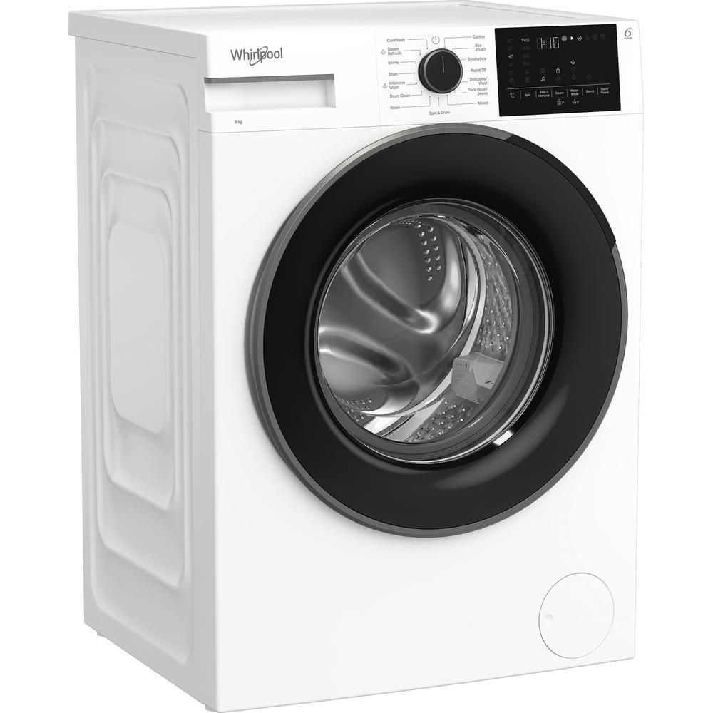 Whirlpool Pesukone Vapaasti sijoitettava WSPM 86WB EE Valkoinen Edestä täytettävä A Perspective
