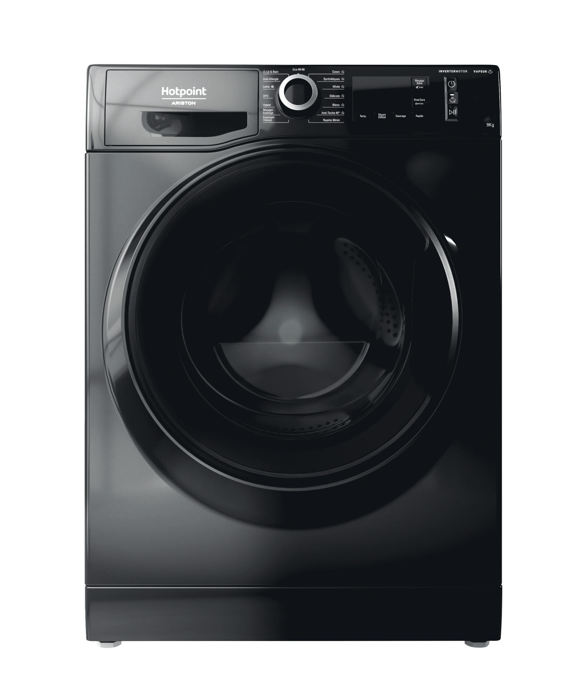 Hotpoint_Ariston Lave-linge Pose-libre CNM11 8458 BK FR Noir Lave-linge frontal B Frontal