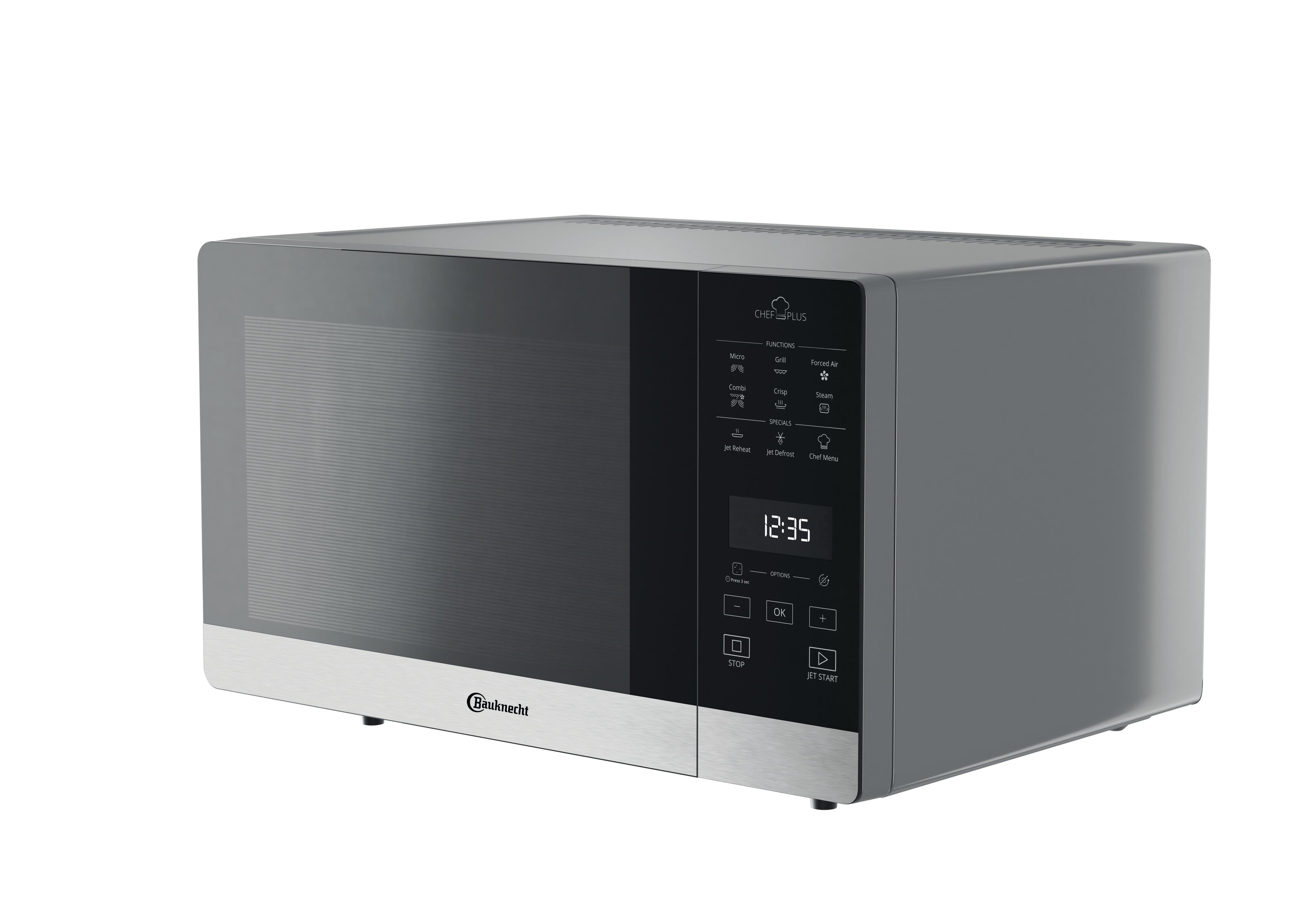 Bauknecht Mikrowelle Standgerät MW 49 SL CH Silber Elektronisch 25 Kombinationsbetrieb mit Mikrowelle 800 Perspective