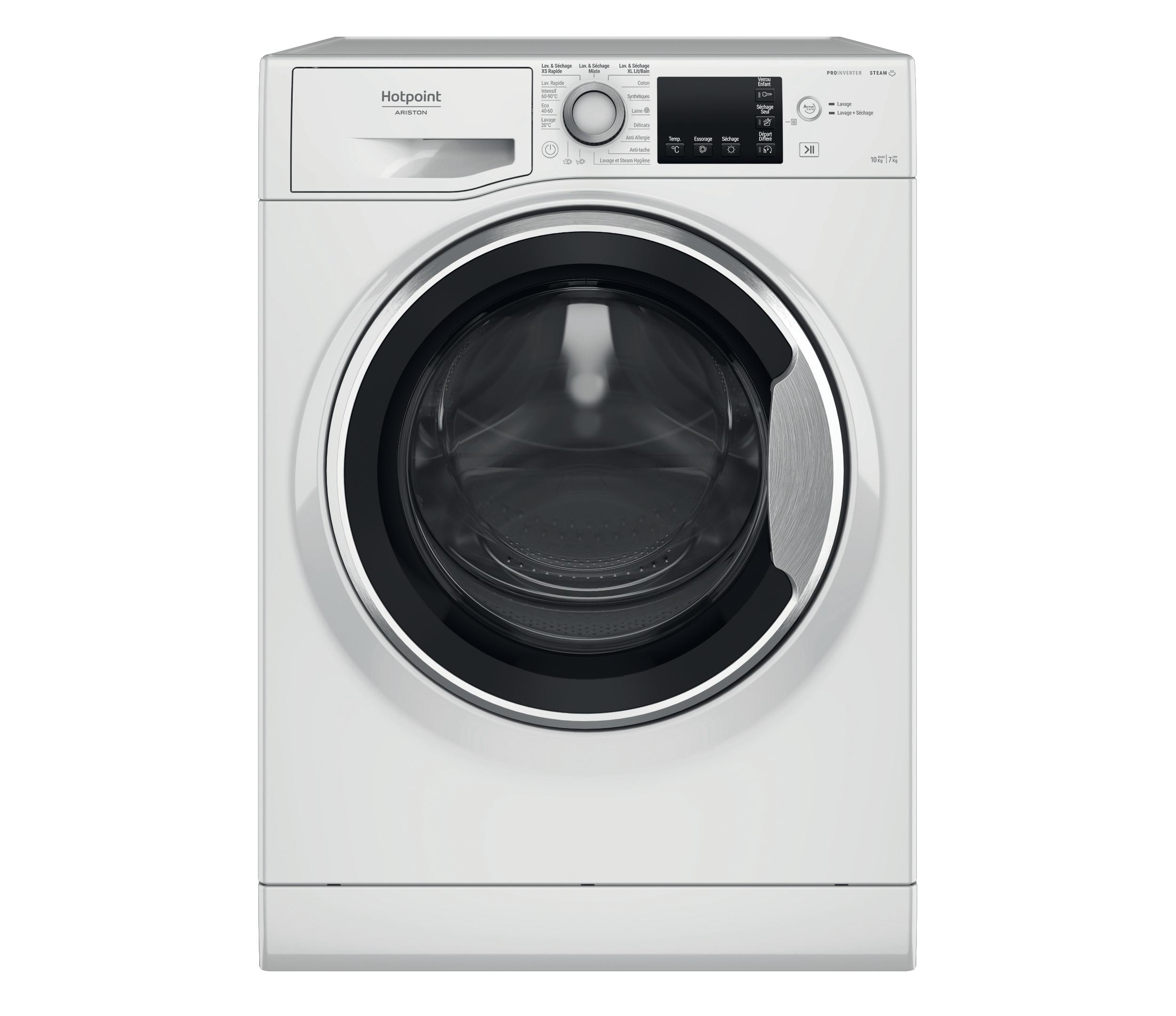 Hotpoint_Ariston Lavante-séchante Pose-libre NDBB 10726 SA FR Blanc Lave-linge frontal Frontal