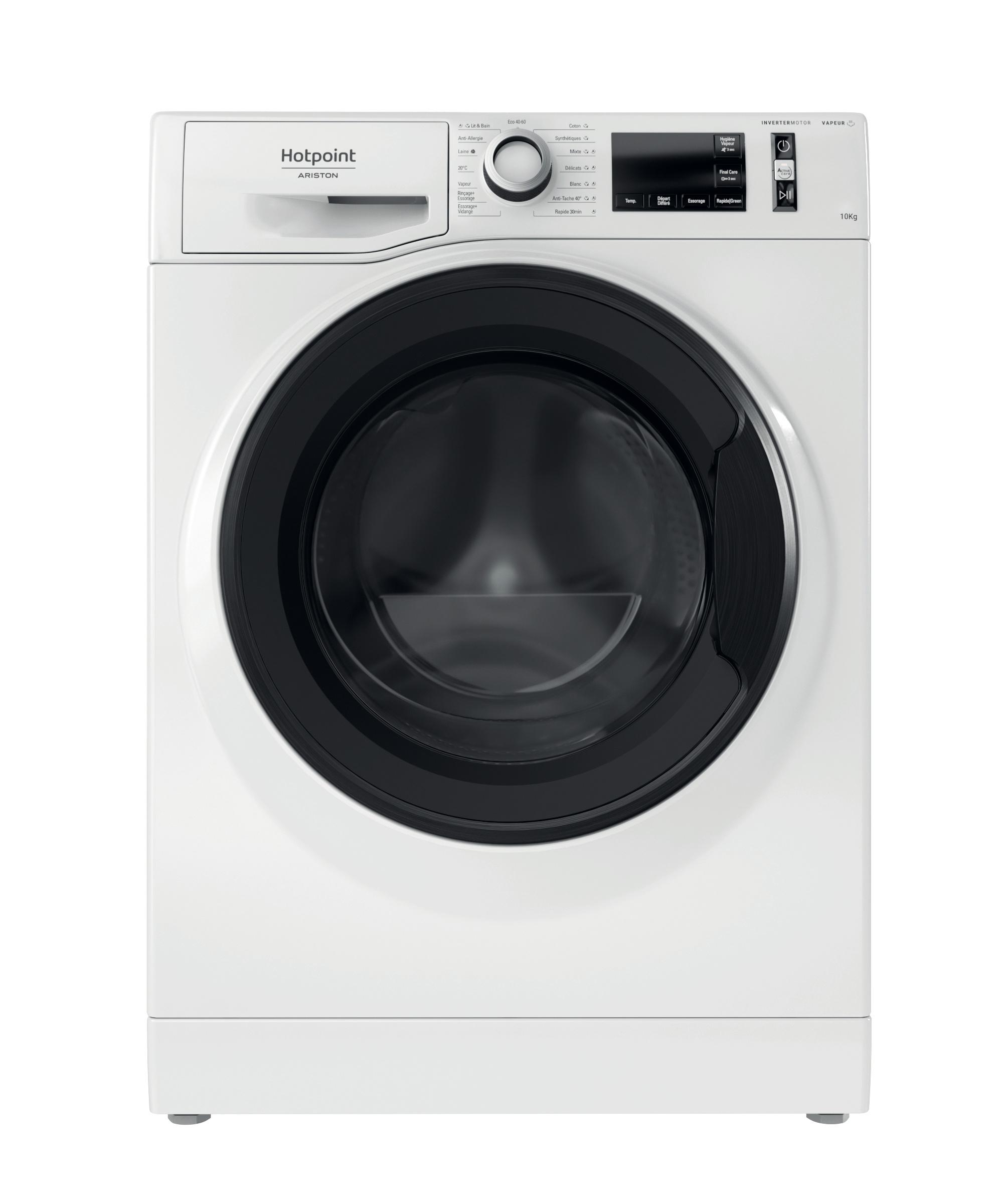Hotpoint_Ariston Lave-linge Pose-libre NAM111044WMFR N Blanc Lave-linge frontal B Frontal