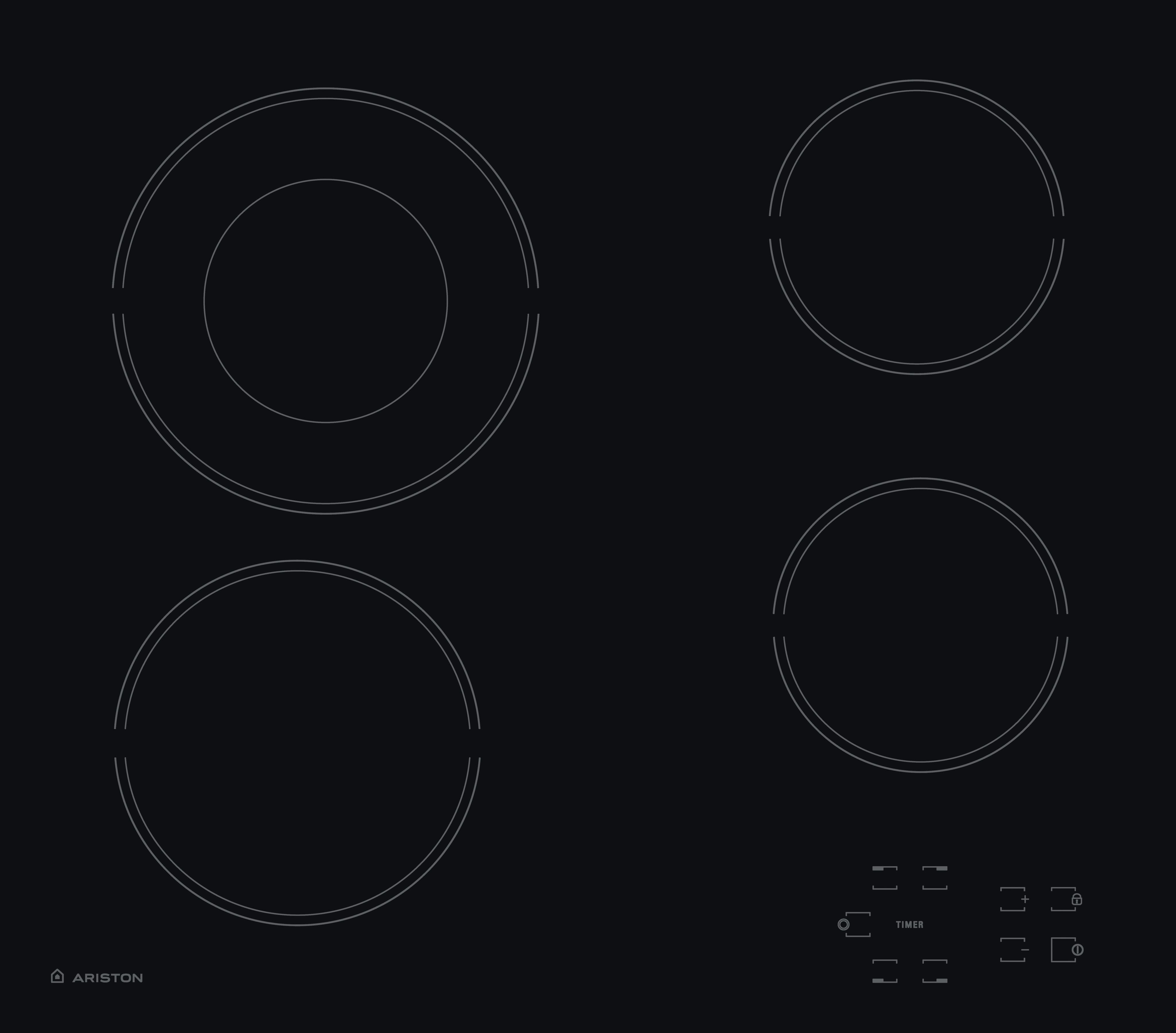 Ariston HOB HR 602 B A Black Radiant vitroceramic Frontal