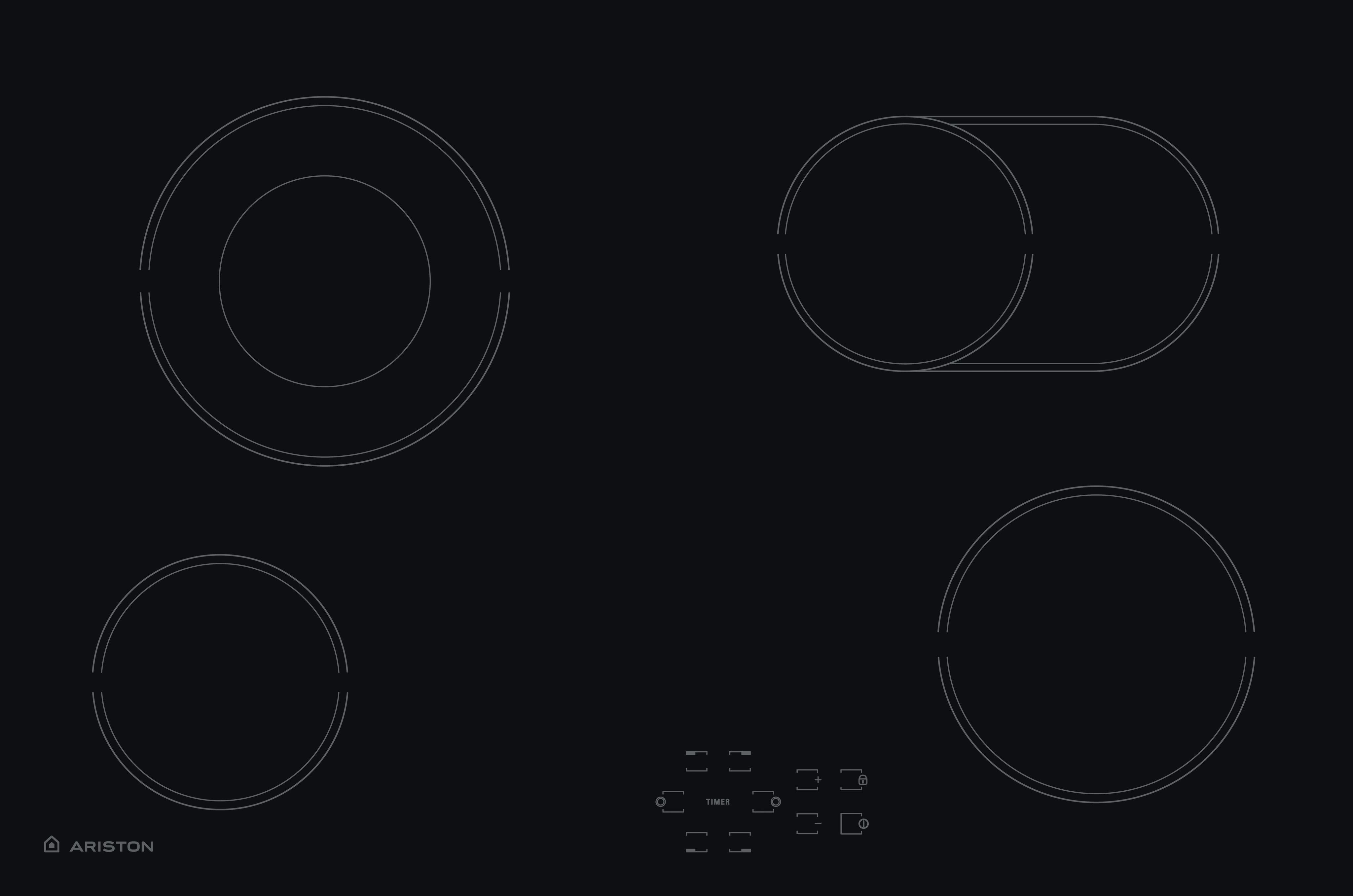 Ariston HOB HR 704 B A Black Radiant vitroceramic Frontal